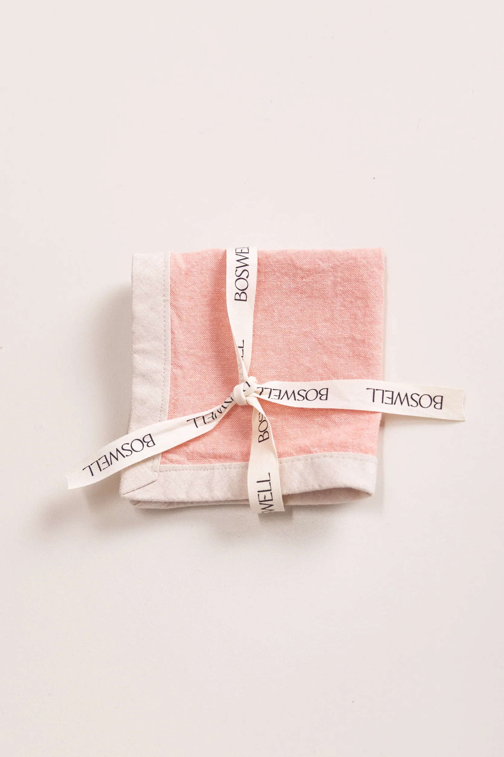 EDGED COCKTAIL NAPKINS IN CORAL LINEN - SET OF FOUR - Image 2