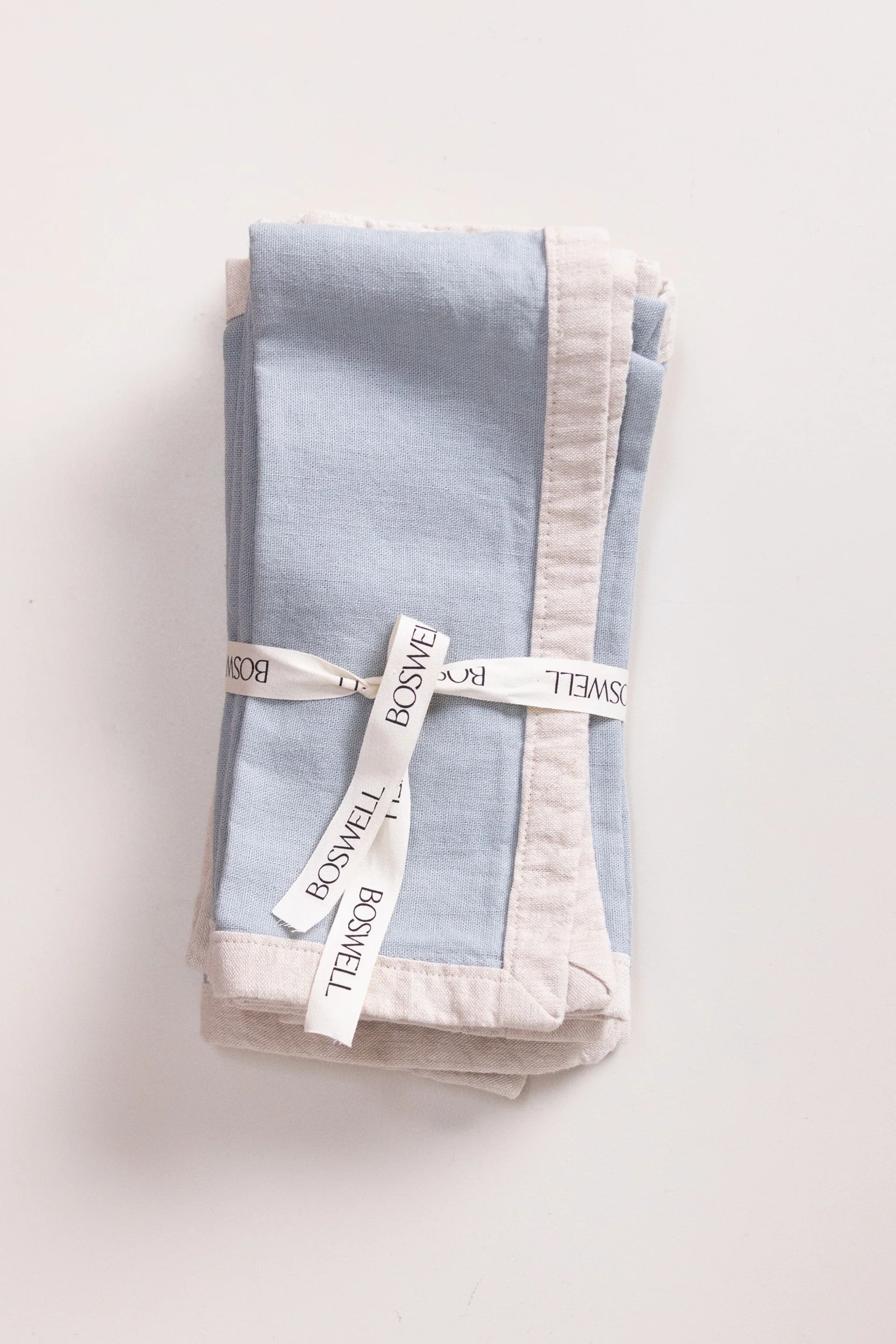 EDGED NAPKINS IN BLUE LINEN - SET OF FOUR - Image 2
