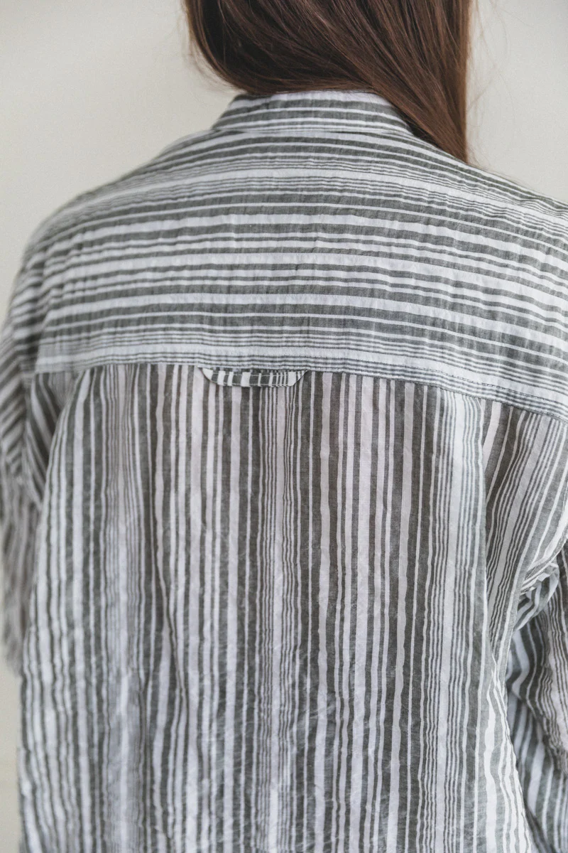 EDO SHIRT IN GREEN AND WHITE STRIPE - Image 10