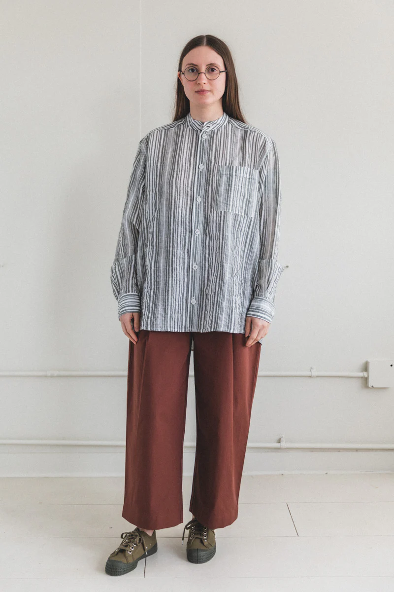 EDO SHIRT IN GREEN AND WHITE STRIPE - Image 4