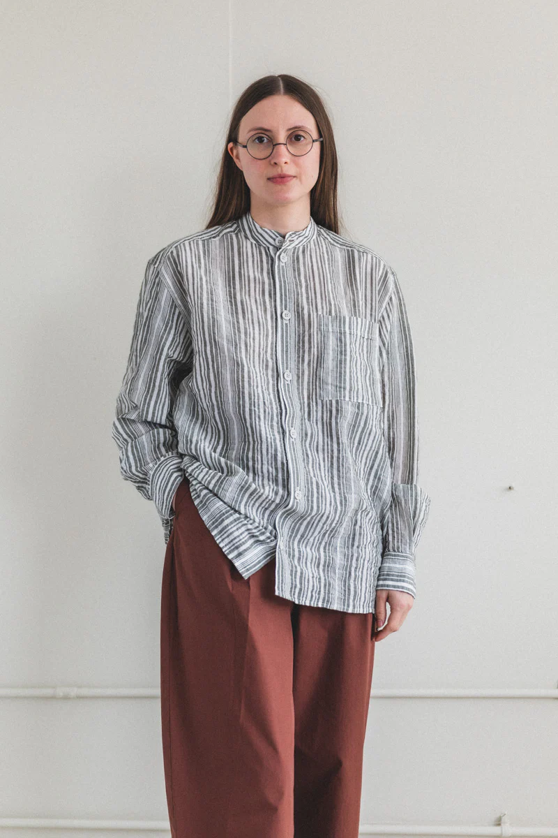 EDO SHIRT IN GREEN AND WHITE STRIPE - Image 6