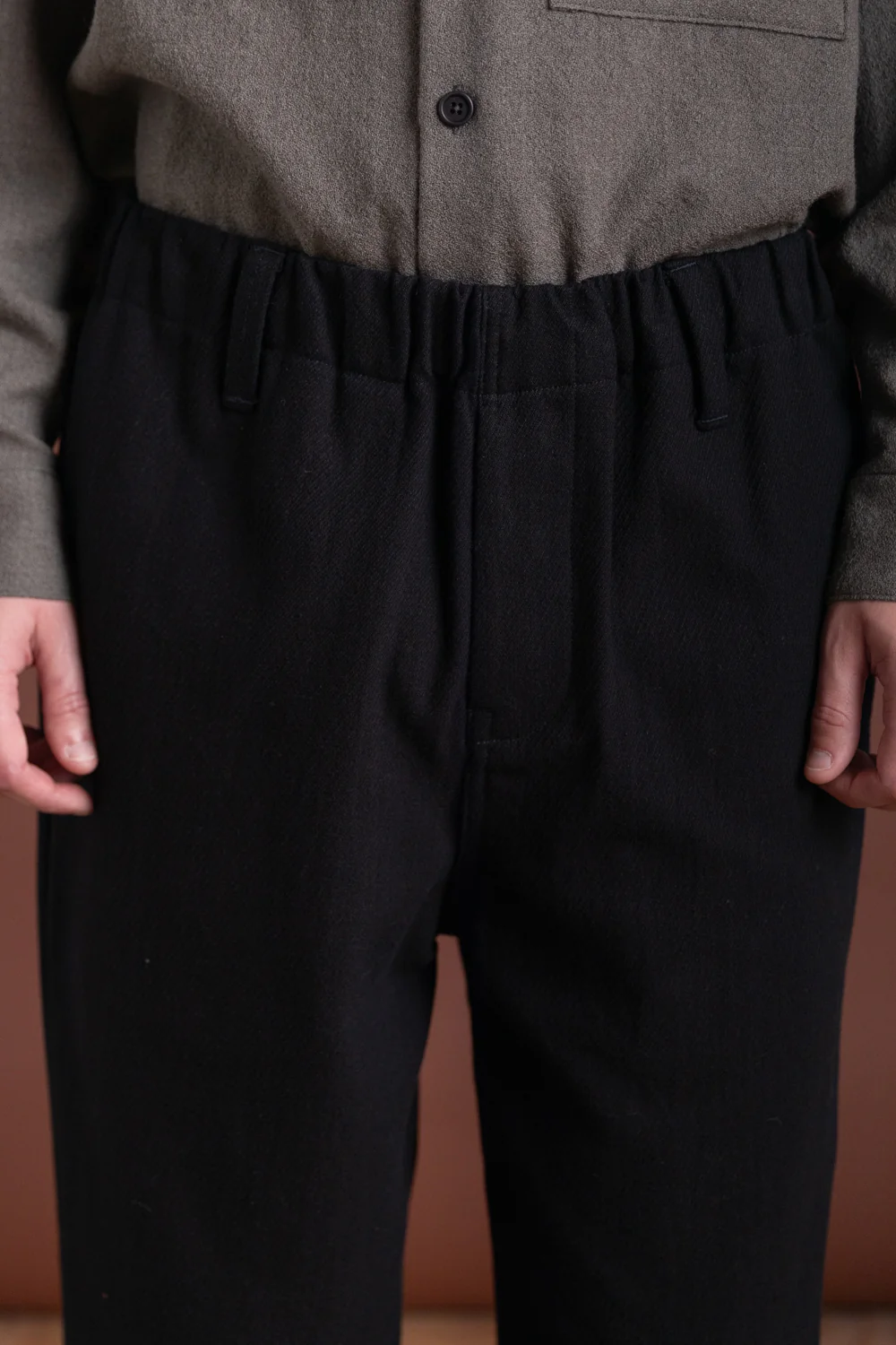 ELASTIC PANT IN BLACK COTTON KERSEY - Image 8