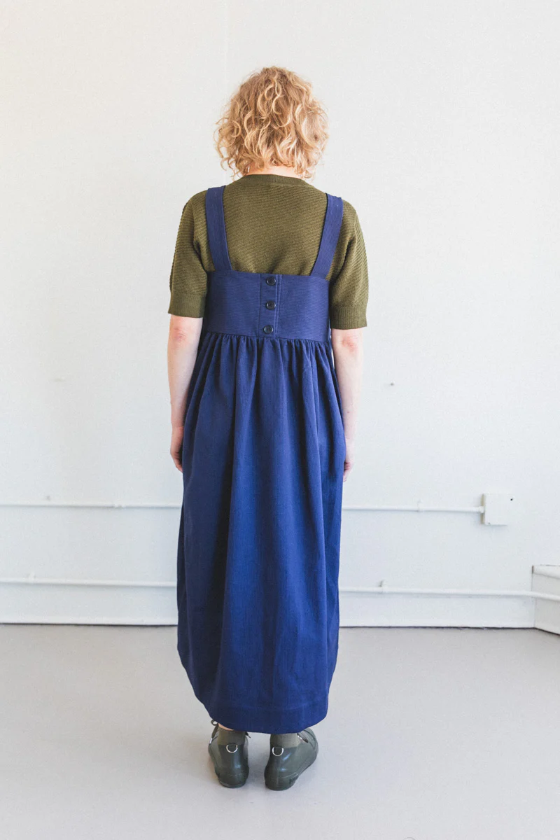 ELBA DRESS IN NAVY RAISED STRIPE COTTON - Image 3