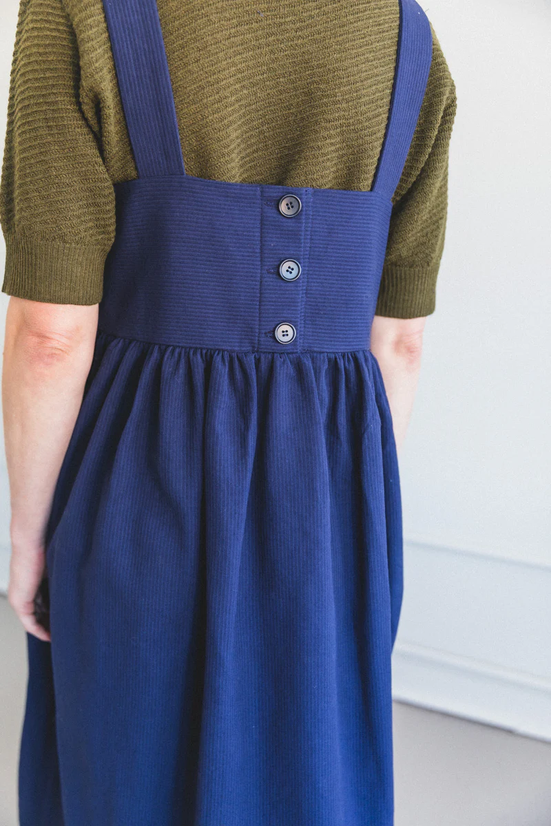ELBA DRESS IN NAVY RAISED STRIPE COTTON - Image 4