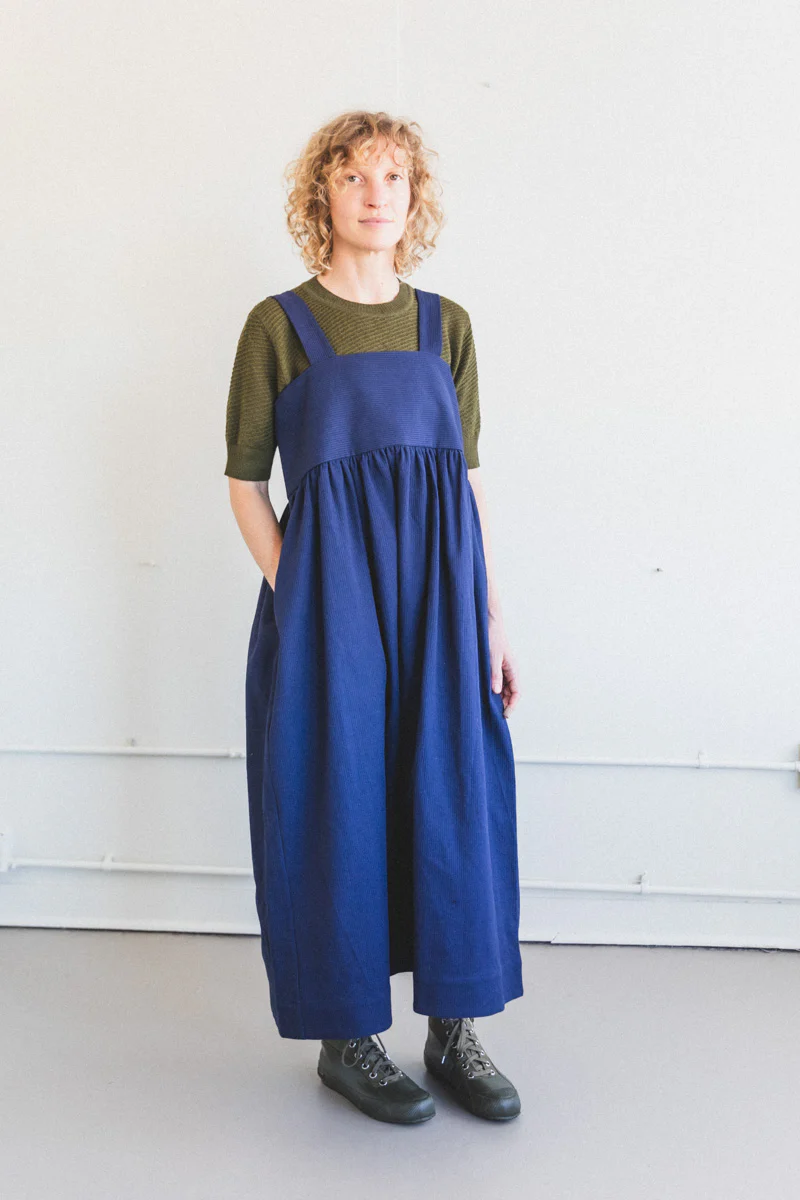 ELBA DRESS IN NAVY RAISED STRIPE COTTON - Image 6