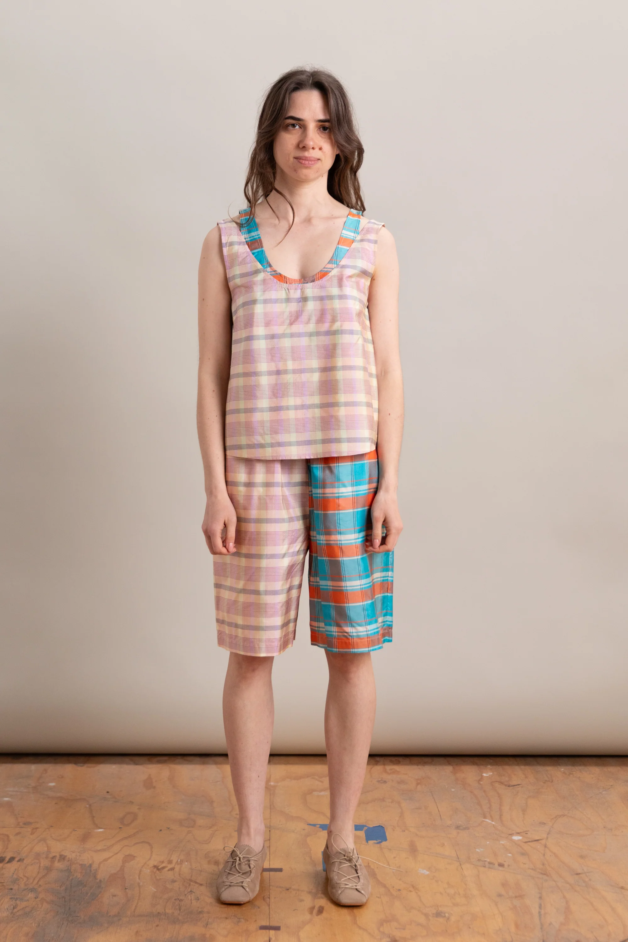 ELIO SHORT IN MIXED PLAIDS SILK TAFFETA - Image 3