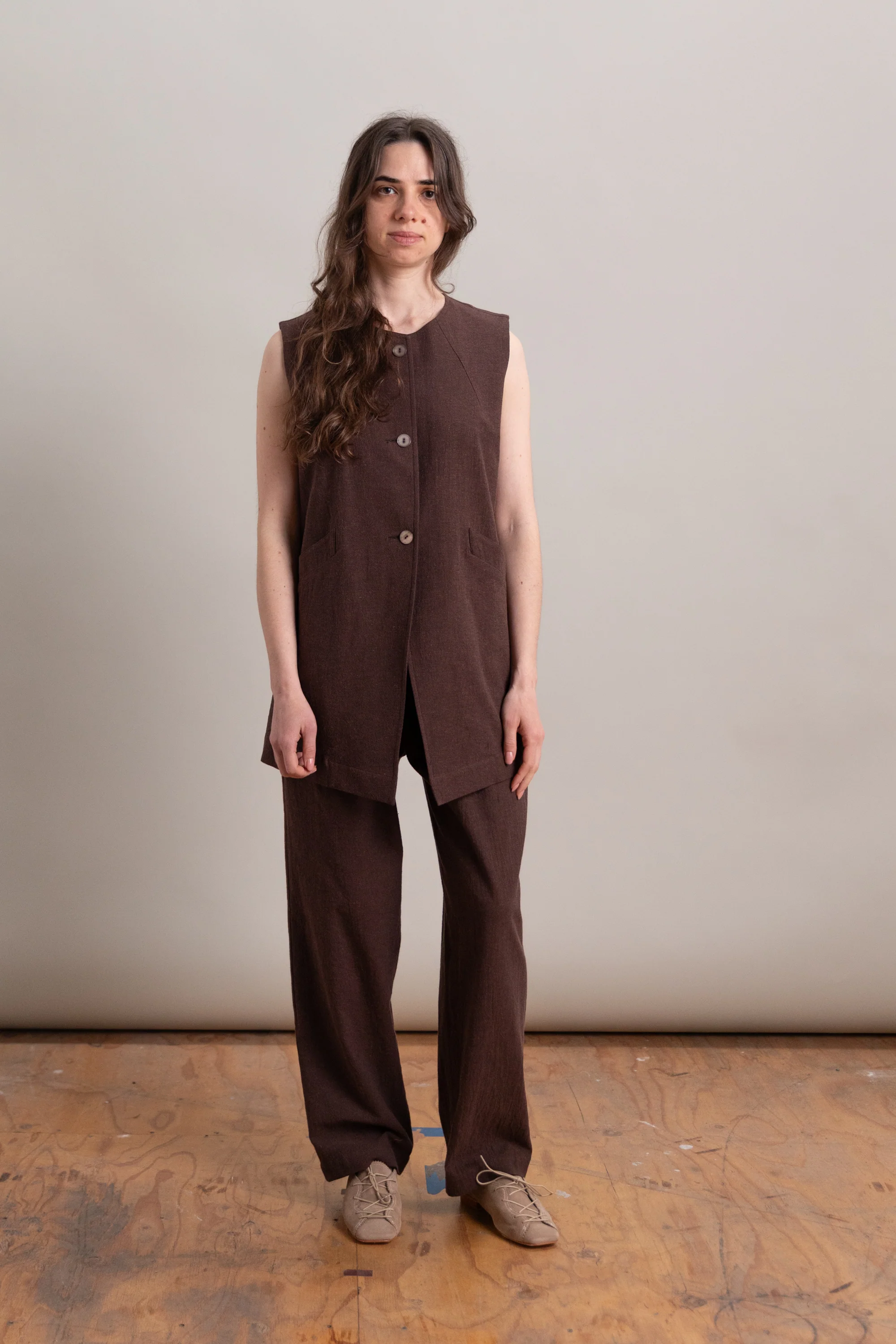 ENYA TROUSER IN FOG PURPLE HIGH TWISTED COTTON POPLIN - Image 2