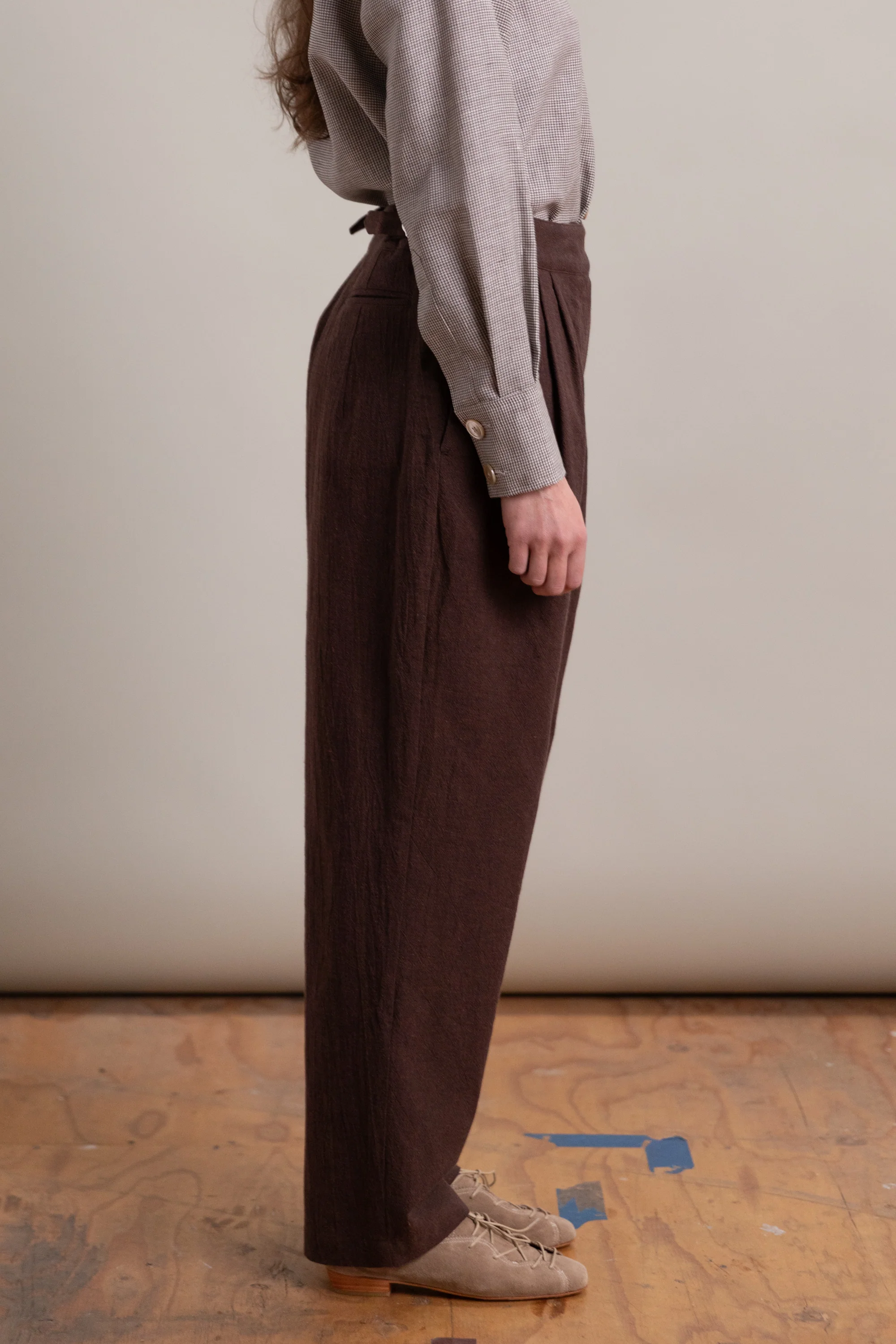 ENYA TROUSER IN FOG PURPLE HIGH TWISTED COTTON POPLIN - Image 3