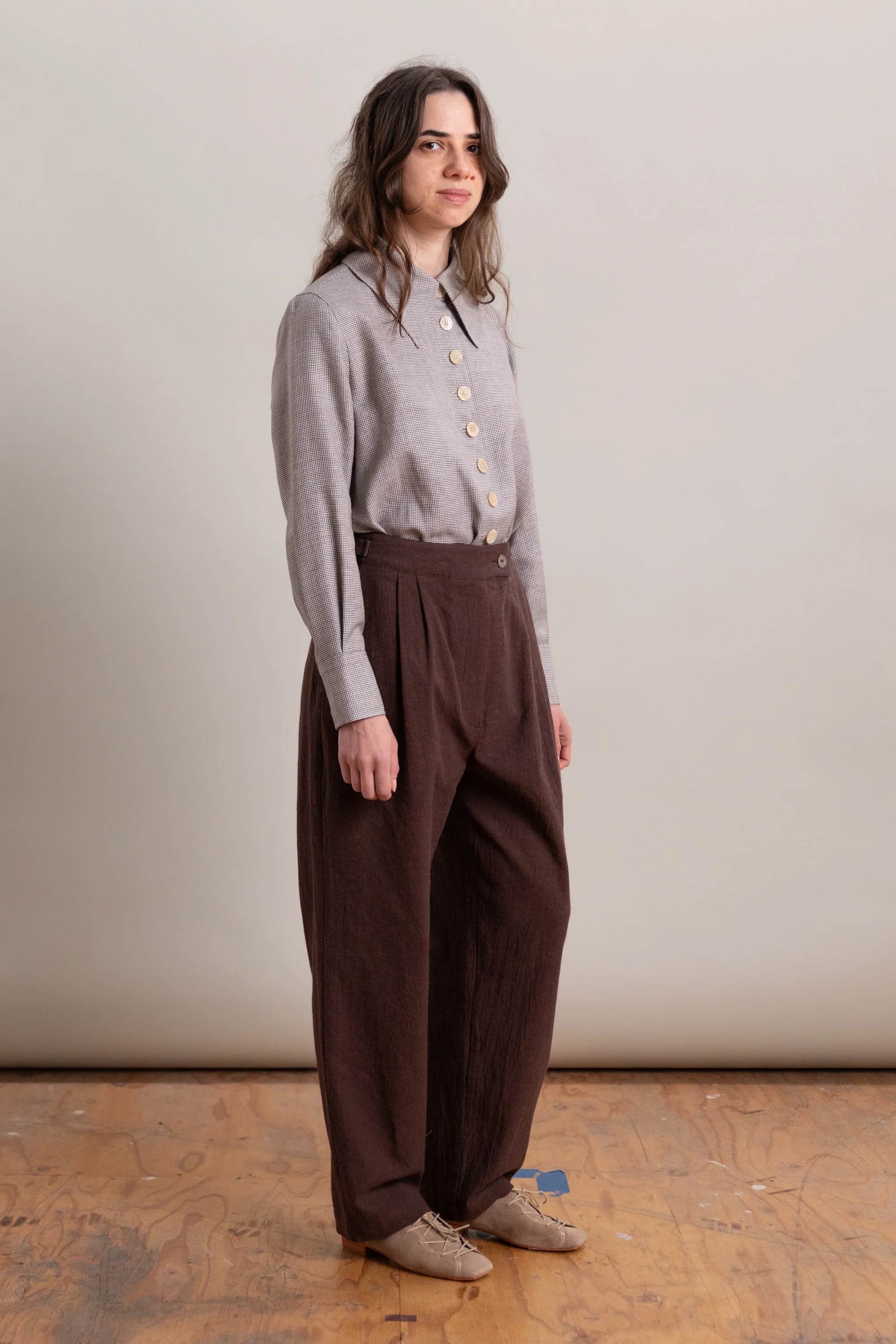 ENYA TROUSER IN FOG PURPLE HIGH TWISTED COTTON POPLIN - Image 4