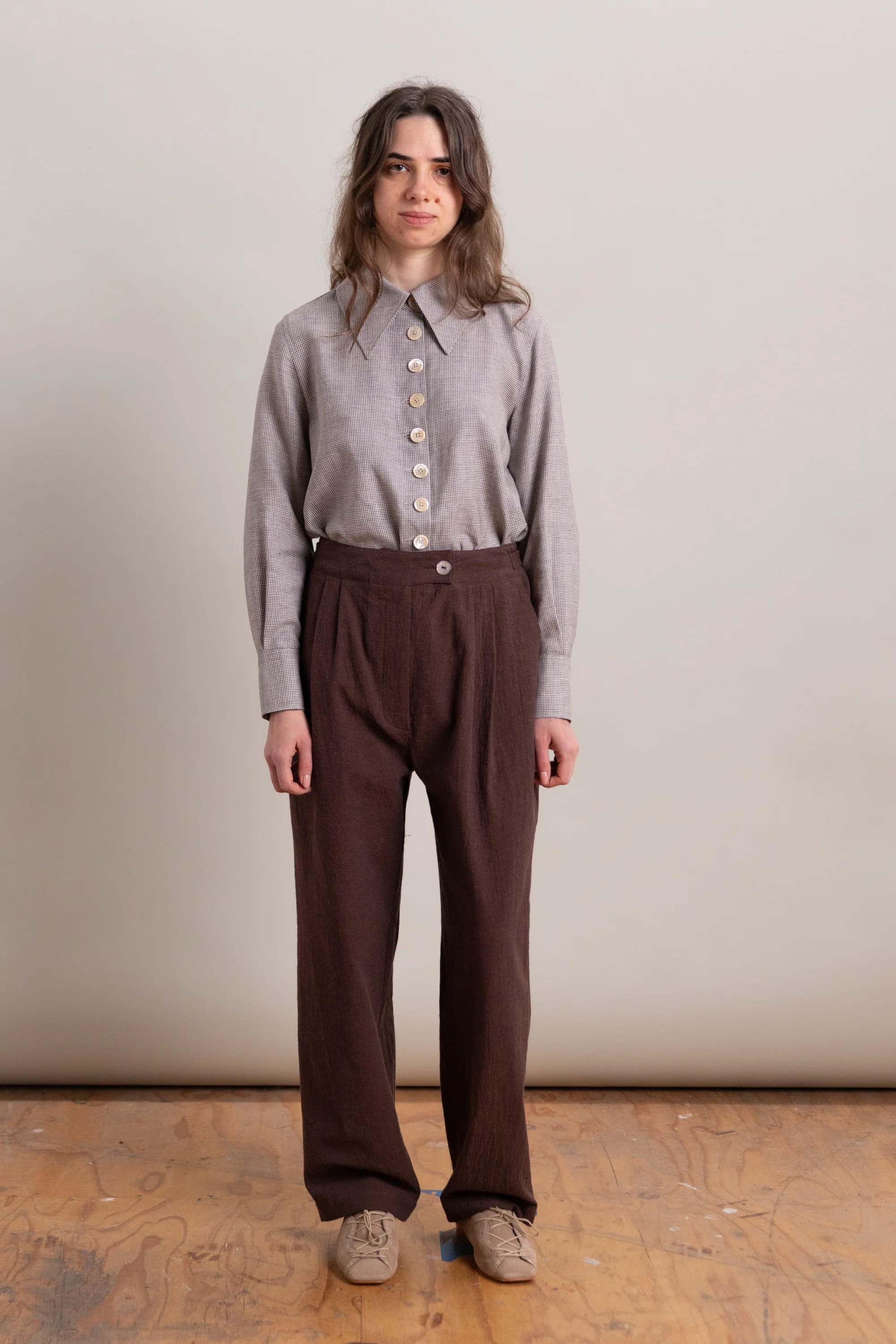 ENYA TROUSER IN FOG PURPLE HIGH TWISTED COTTON POPLIN - Image 5
