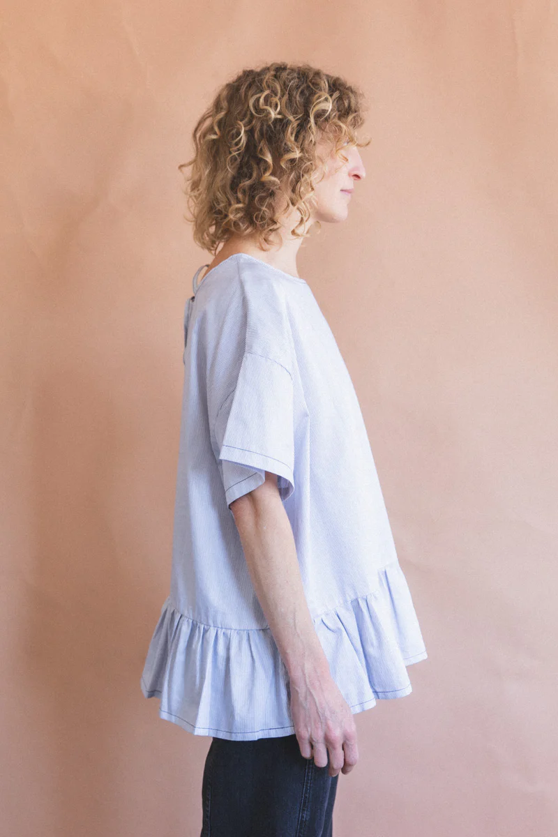 EVAN BLOUSE IN BLUE AND WHITE STRIPE - Image 3