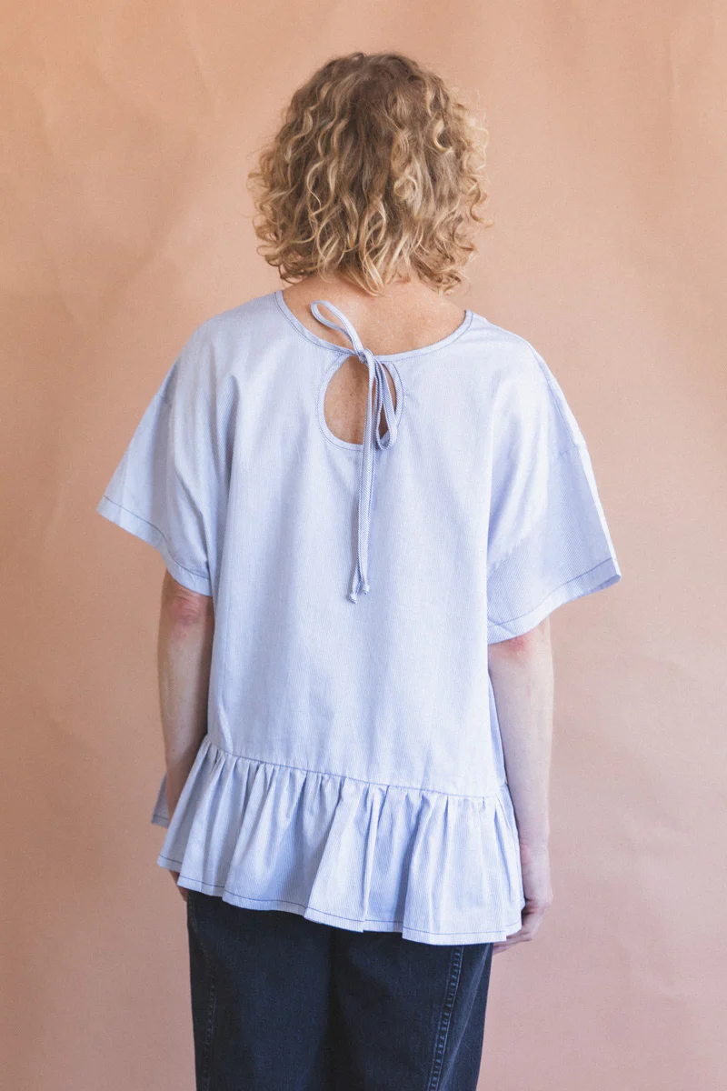 EVAN BLOUSE IN BLUE AND WHITE STRIPE - Image 4