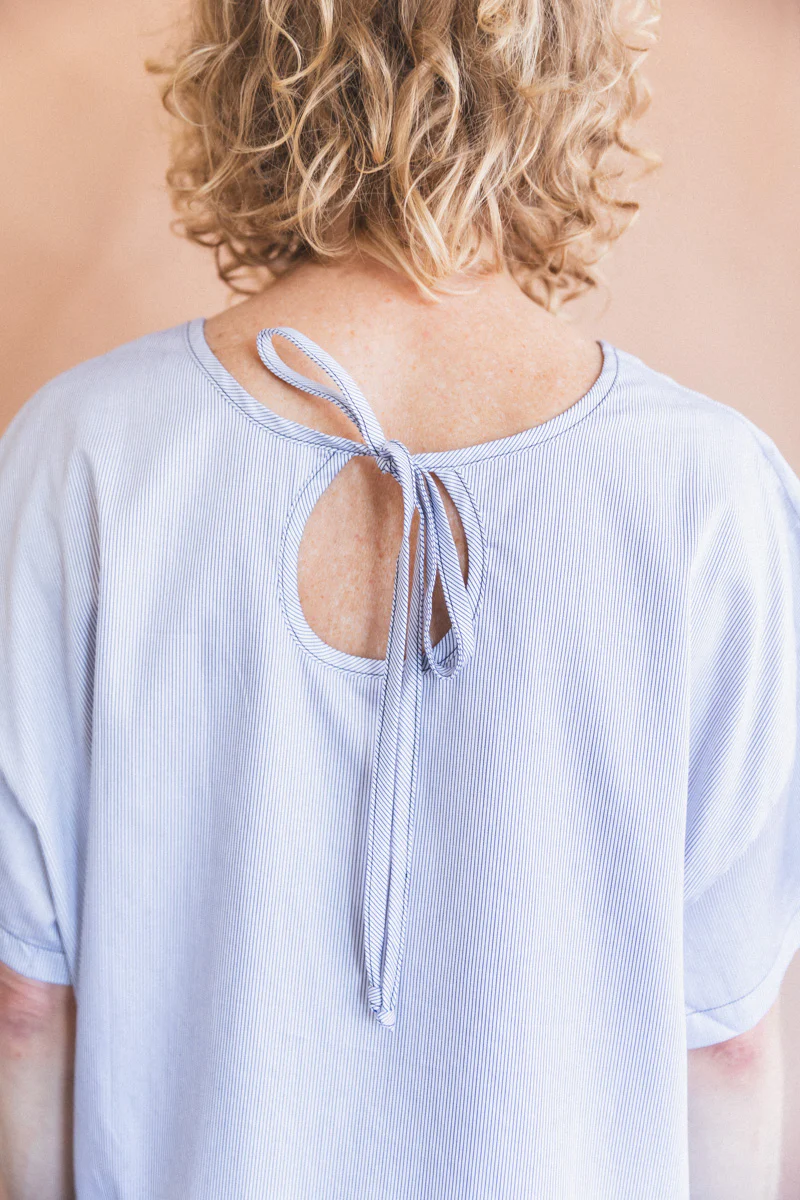 EVAN BLOUSE IN BLUE AND WHITE STRIPE - Image 5