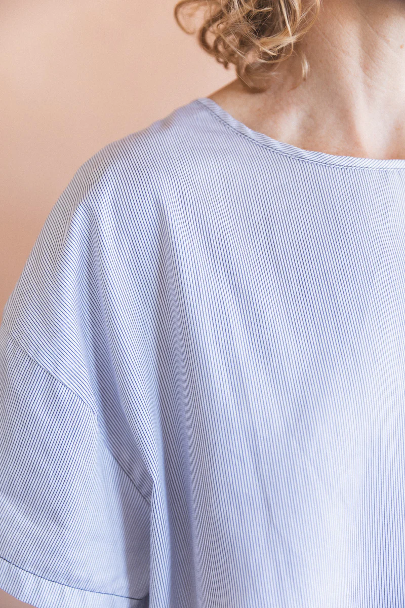 EVAN BLOUSE IN BLUE AND WHITE STRIPE - Image 6