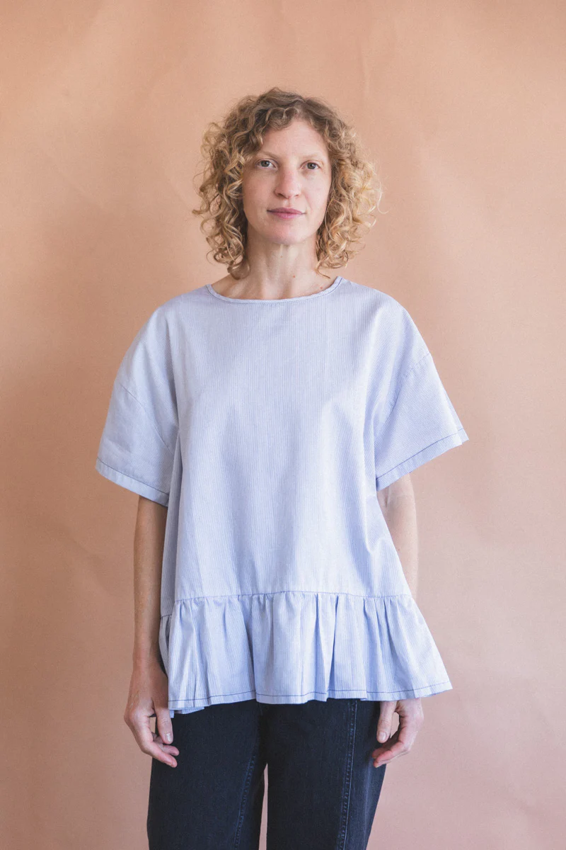 EVAN BLOUSE IN BLUE AND WHITE STRIPE - Image 7