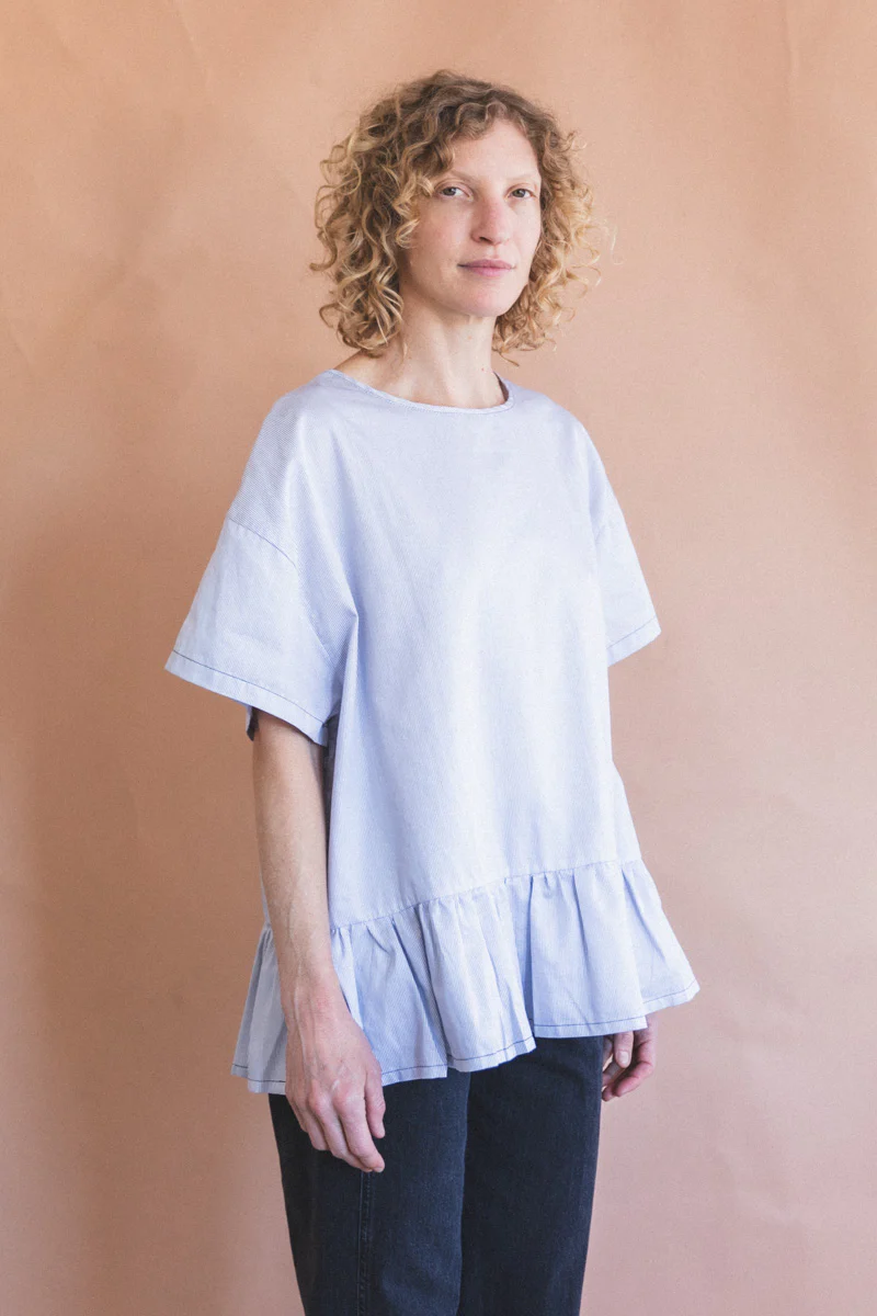 EVAN BLOUSE IN BLUE AND WHITE STRIPE - Image 8