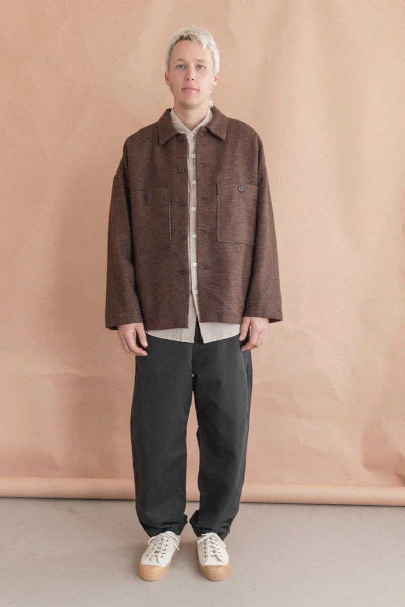 FIELD SHIRT TWO IN UNDYED BROWN ALPACA HOUNDSTOOTH - Image 10