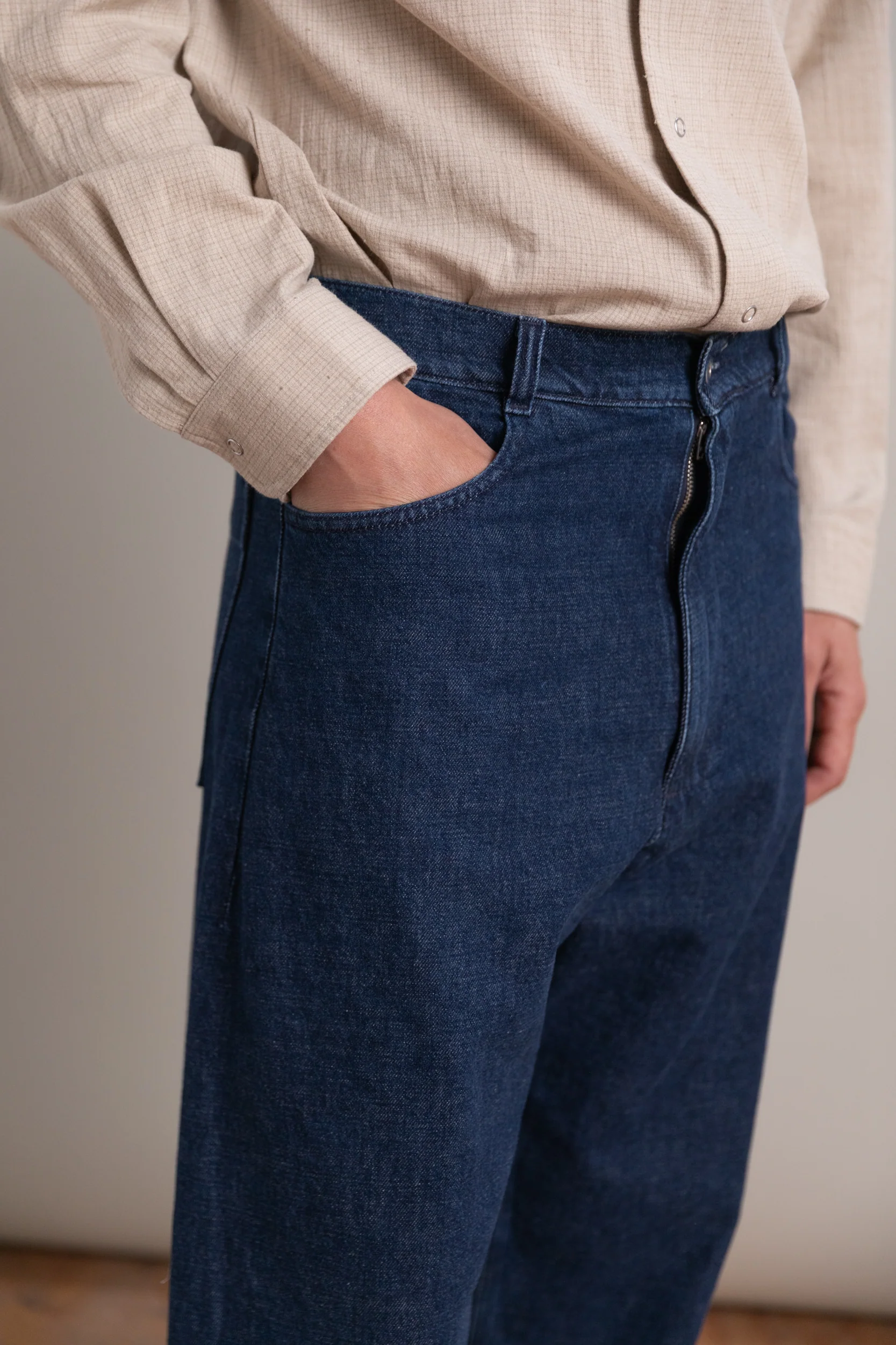 FOUR POCKET BIG PANTS IN DARK INDIGO DENIM - Image 7