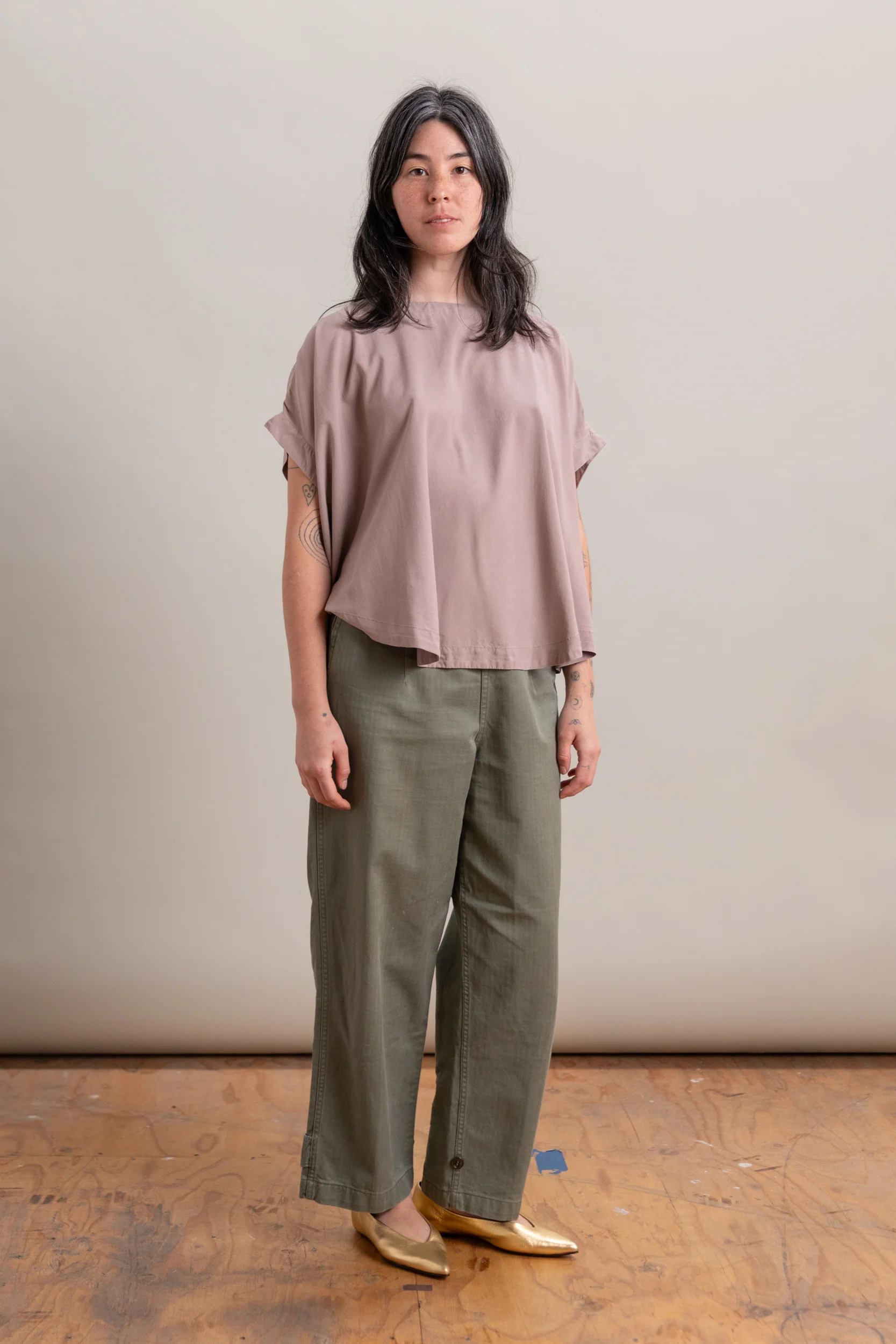 FRANCESCA TOP IN DUSTY VIOLA SPUN SILK - Image 2