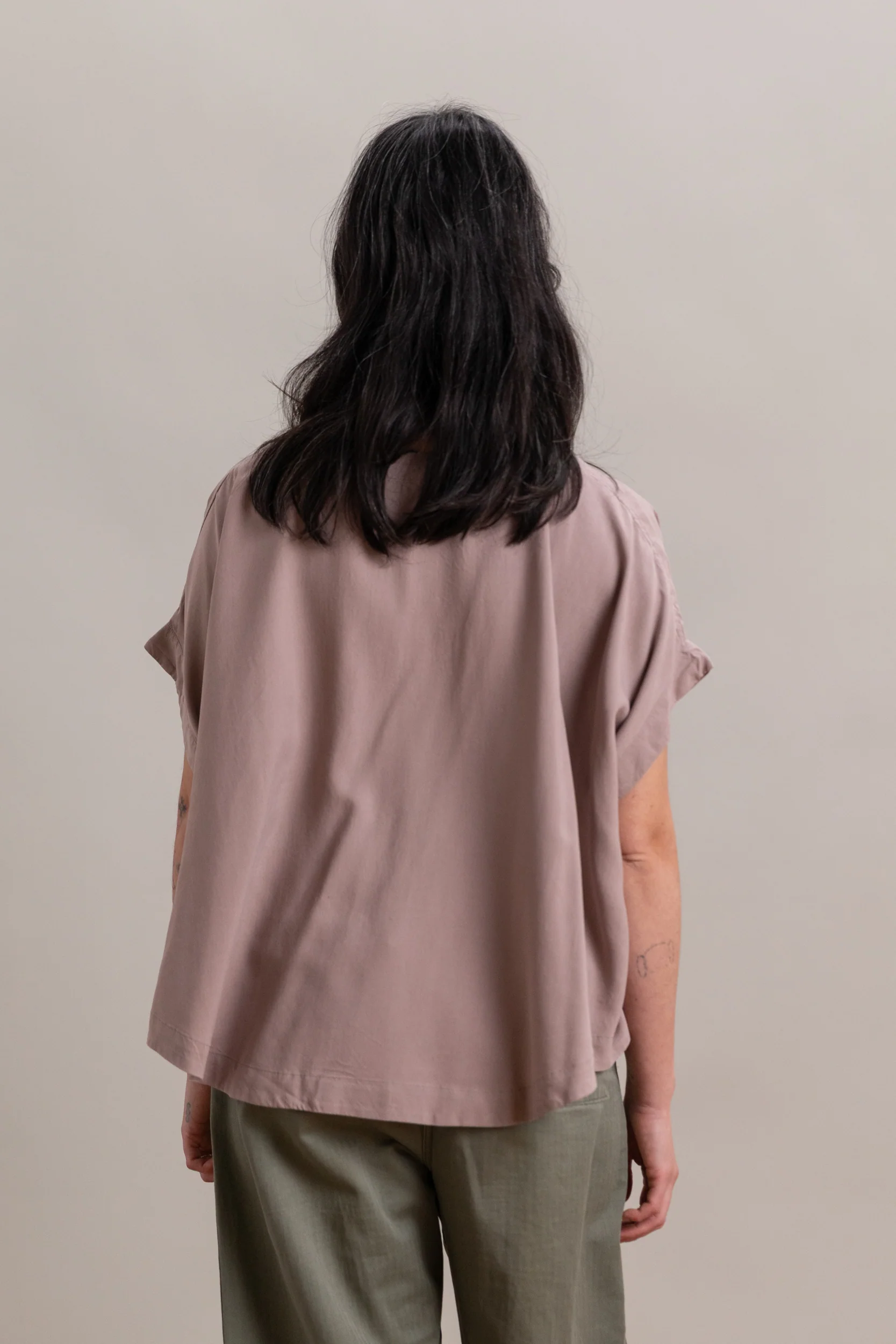 FRANCESCA TOP IN DUSTY VIOLA SPUN SILK - Image 4