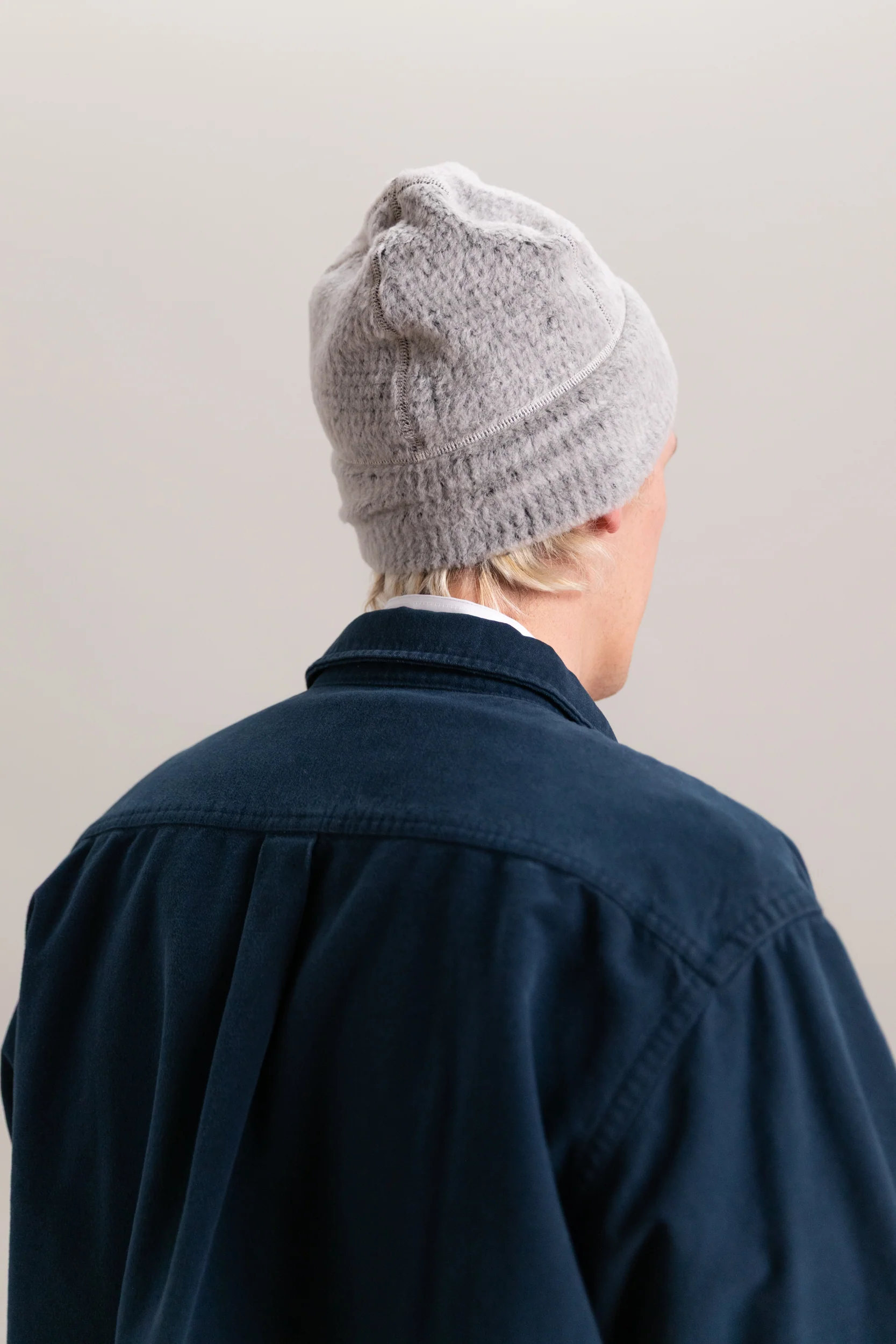 HIGH LOFT WOOL BEANIE IN SILVER CREME - Image 3