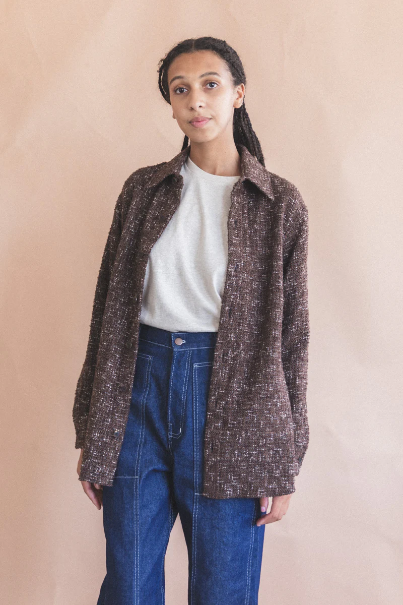 HOMESPUN DARK BROWN TWEED SHIRT - Image 10