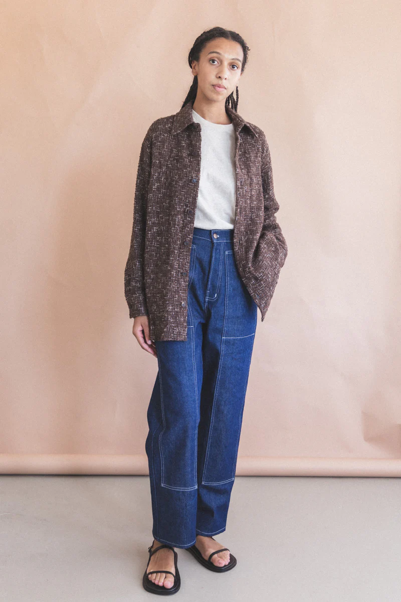 HOMESPUN DARK BROWN TWEED SHIRT - Image 3