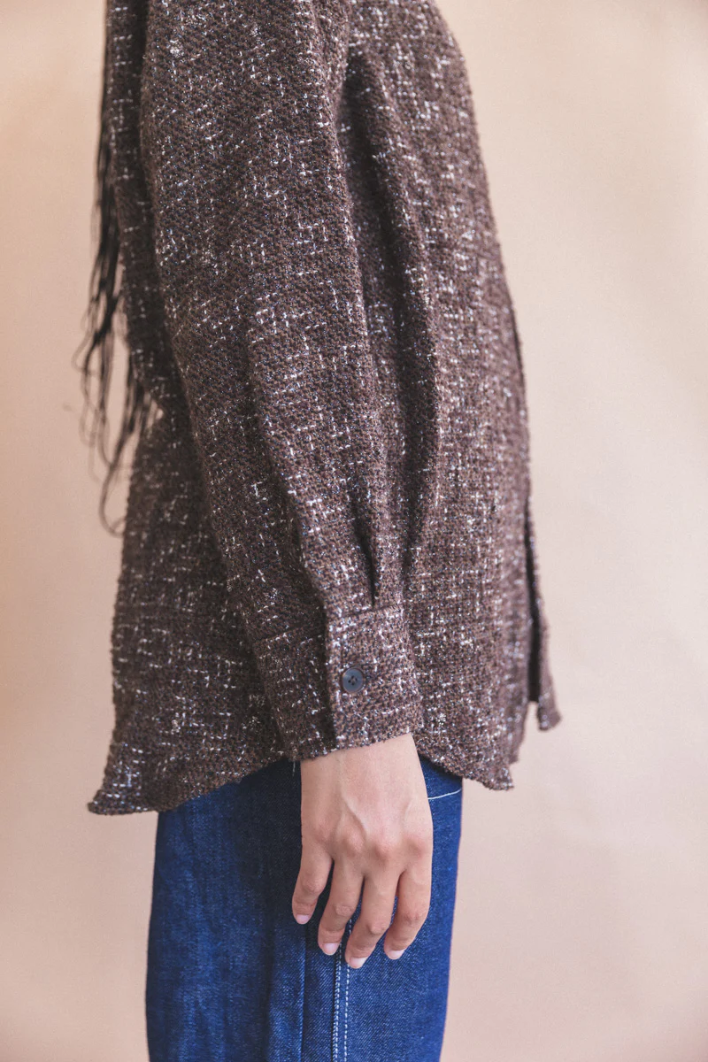 HOMESPUN DARK BROWN TWEED SHIRT - Image 4