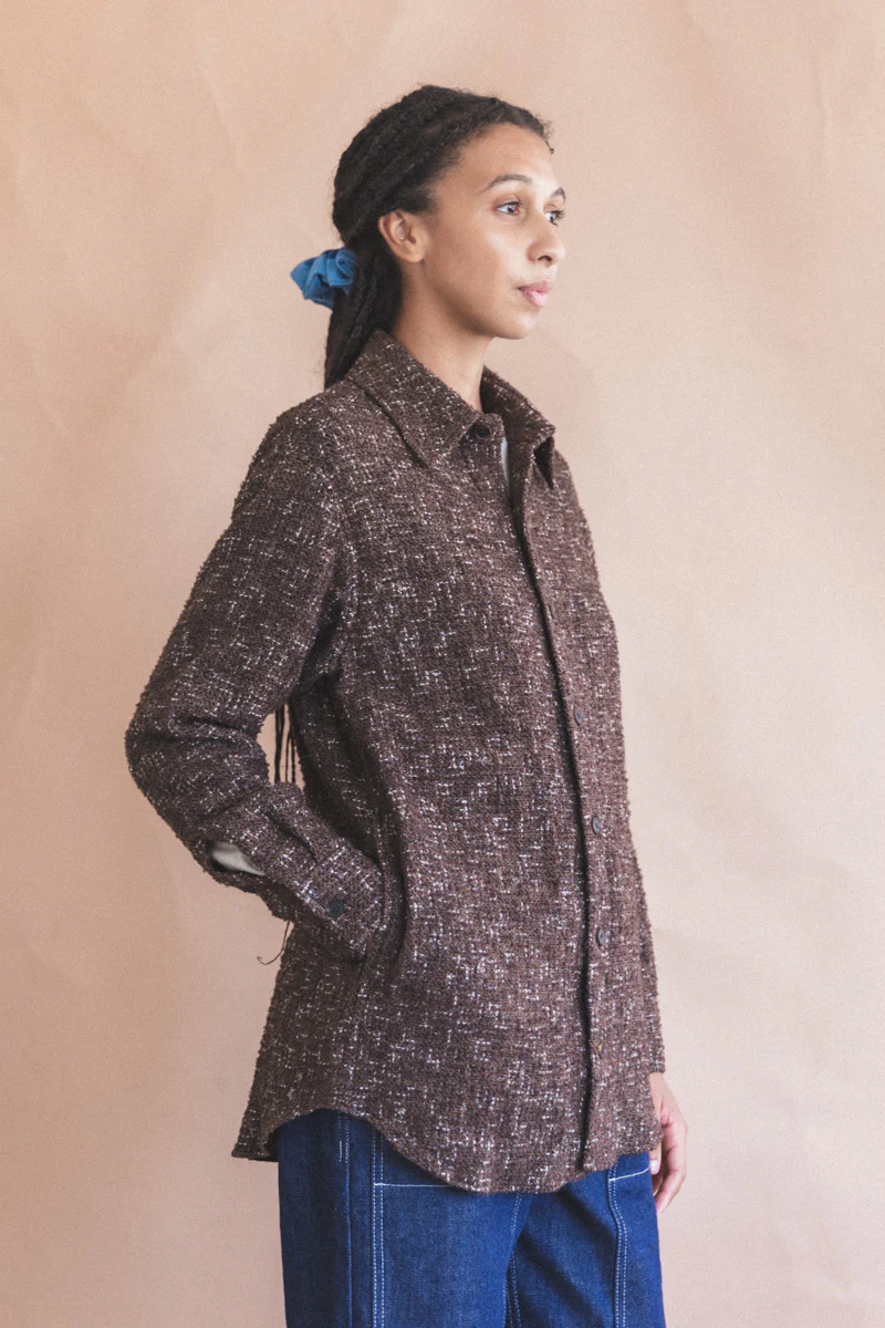 HOMESPUN DARK BROWN TWEED SHIRT - Image 5