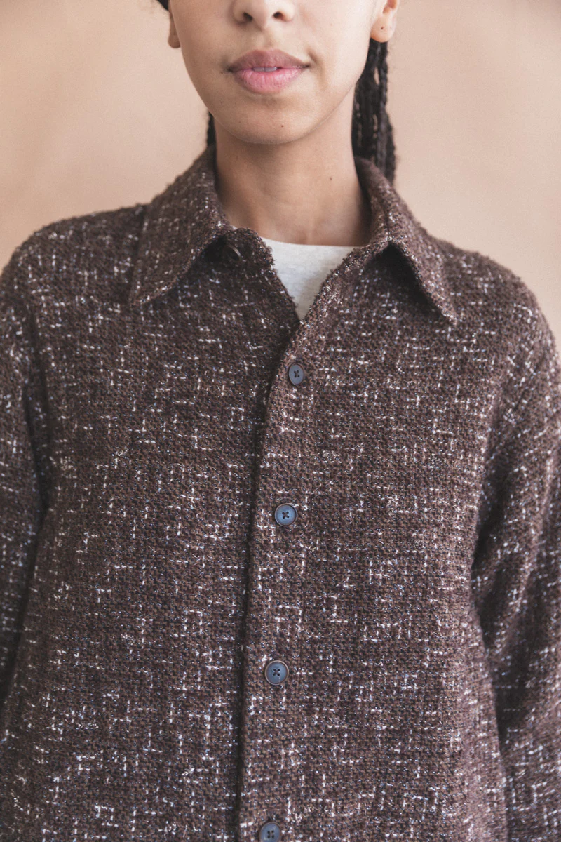 HOMESPUN DARK BROWN TWEED SHIRT - Image 6