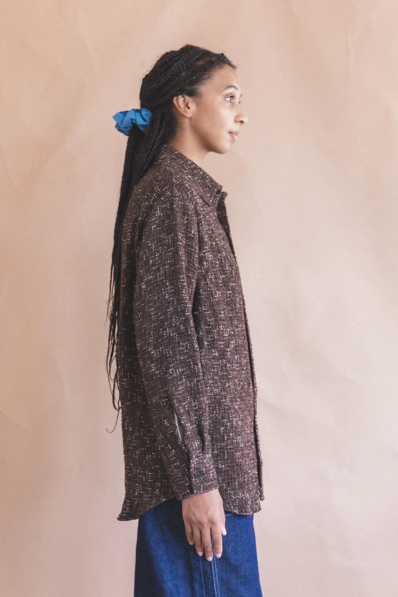 HOMESPUN DARK BROWN TWEED SHIRT - Image 7