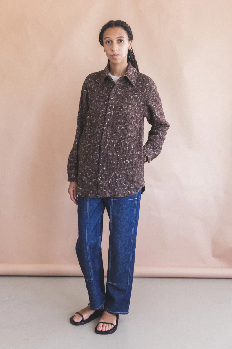 HOMESPUN DARK BROWN TWEED SHIRT - Image 8