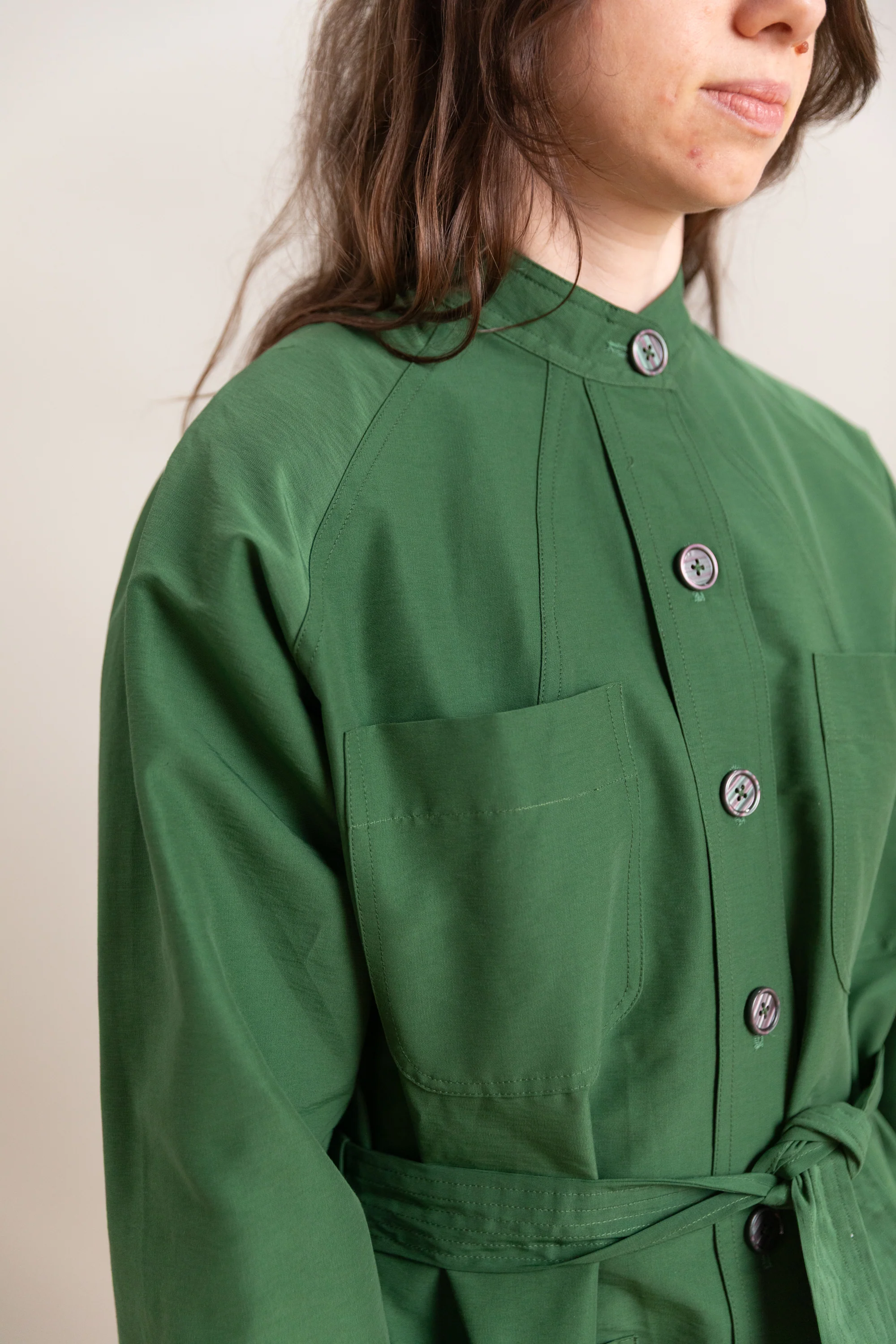 KIWA JACKET IN GREEN GROSGRAIN - Image 3