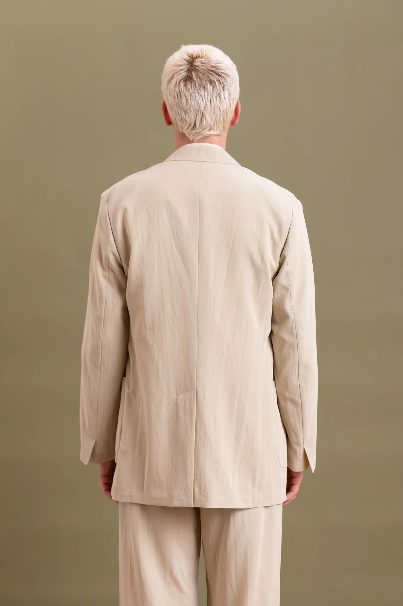 LIGHT COTTON WOOL VIYELLA JACKET IN LIGHT KHAKI - Image 5