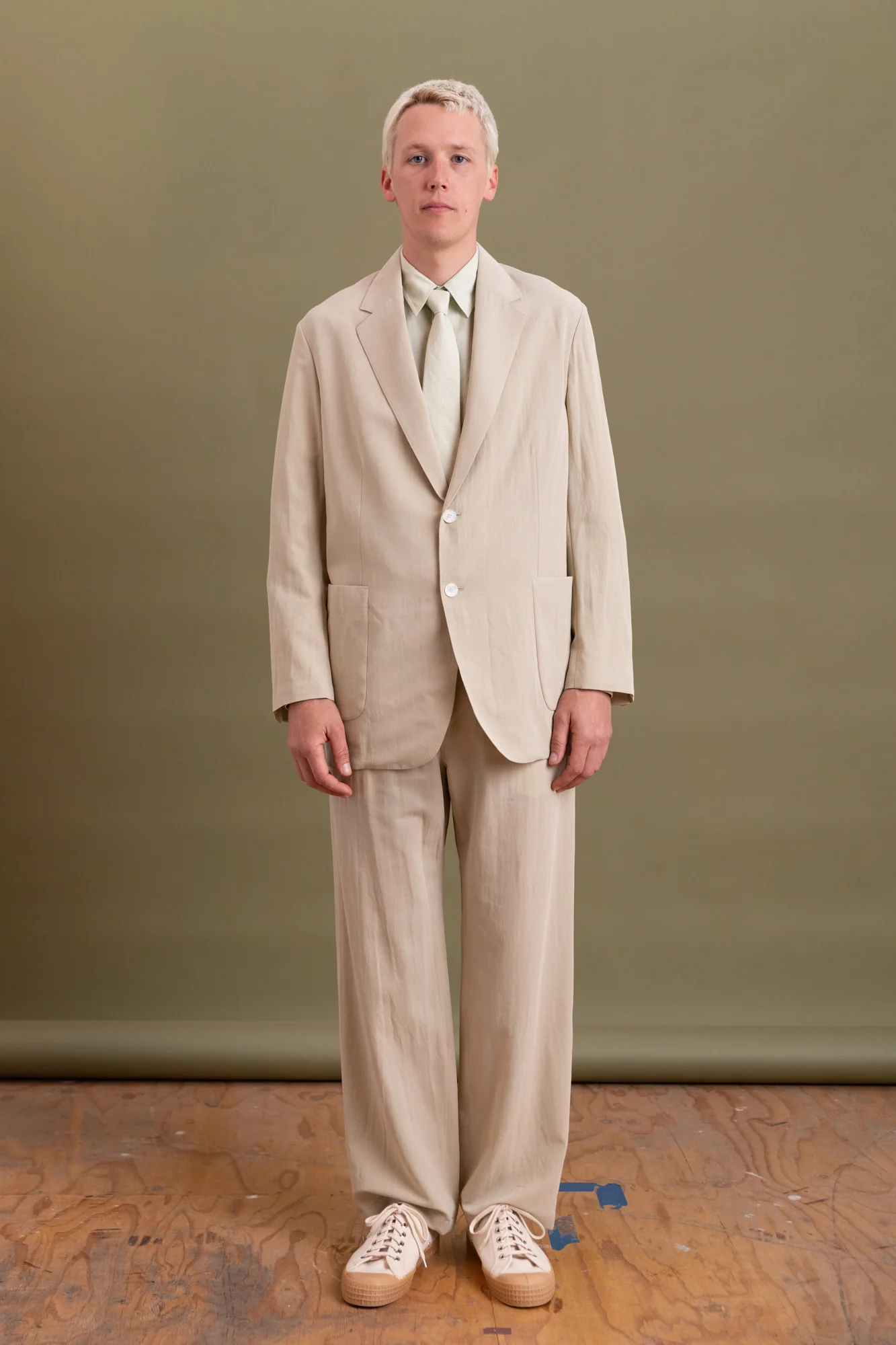 LIGHT COTTON WOOL VIYELLA JACKET IN LIGHT KHAKI - Image 6