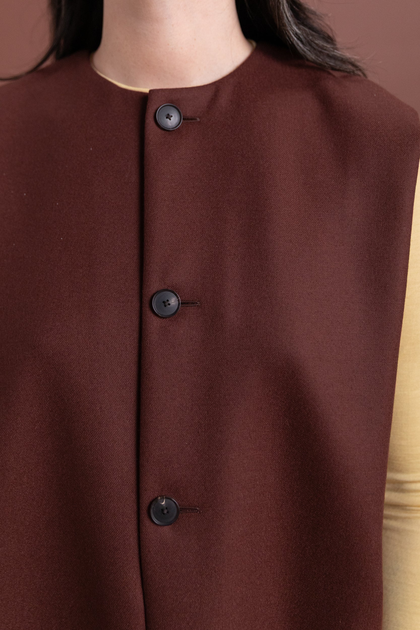 LIGHT MELTON SLEEVELESS DRESS IN BORDEAUX - Image 4
