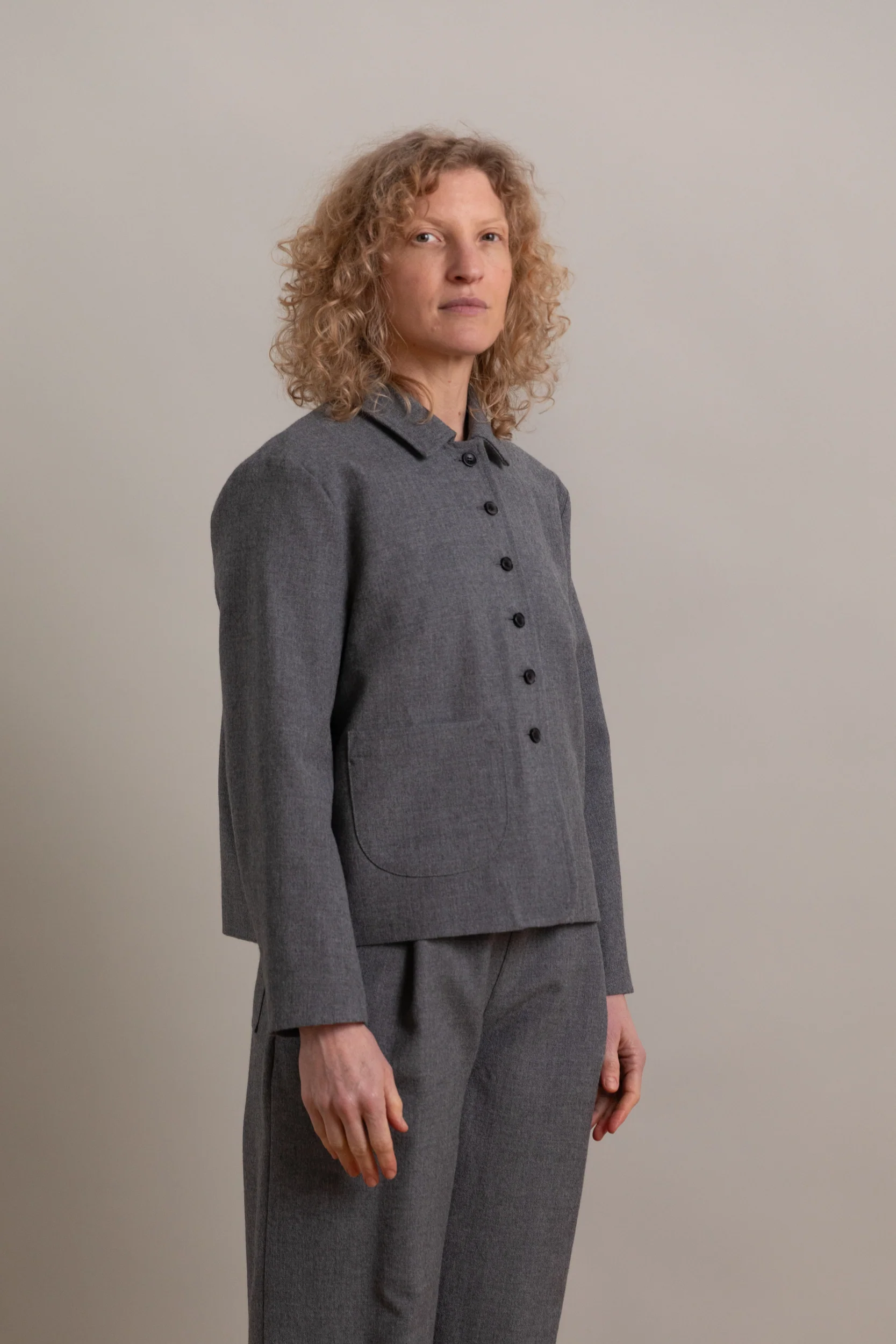 LILLIE JACKET IN LIGHT GREY BRITISH WOOL - Image 3