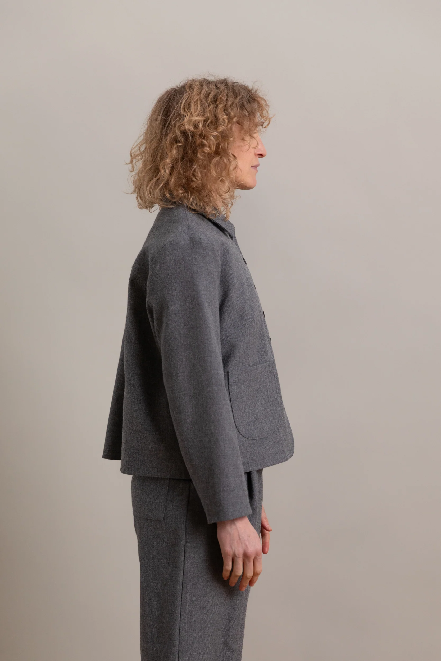 LILLIE JACKET IN LIGHT GREY BRITISH WOOL - Image 4