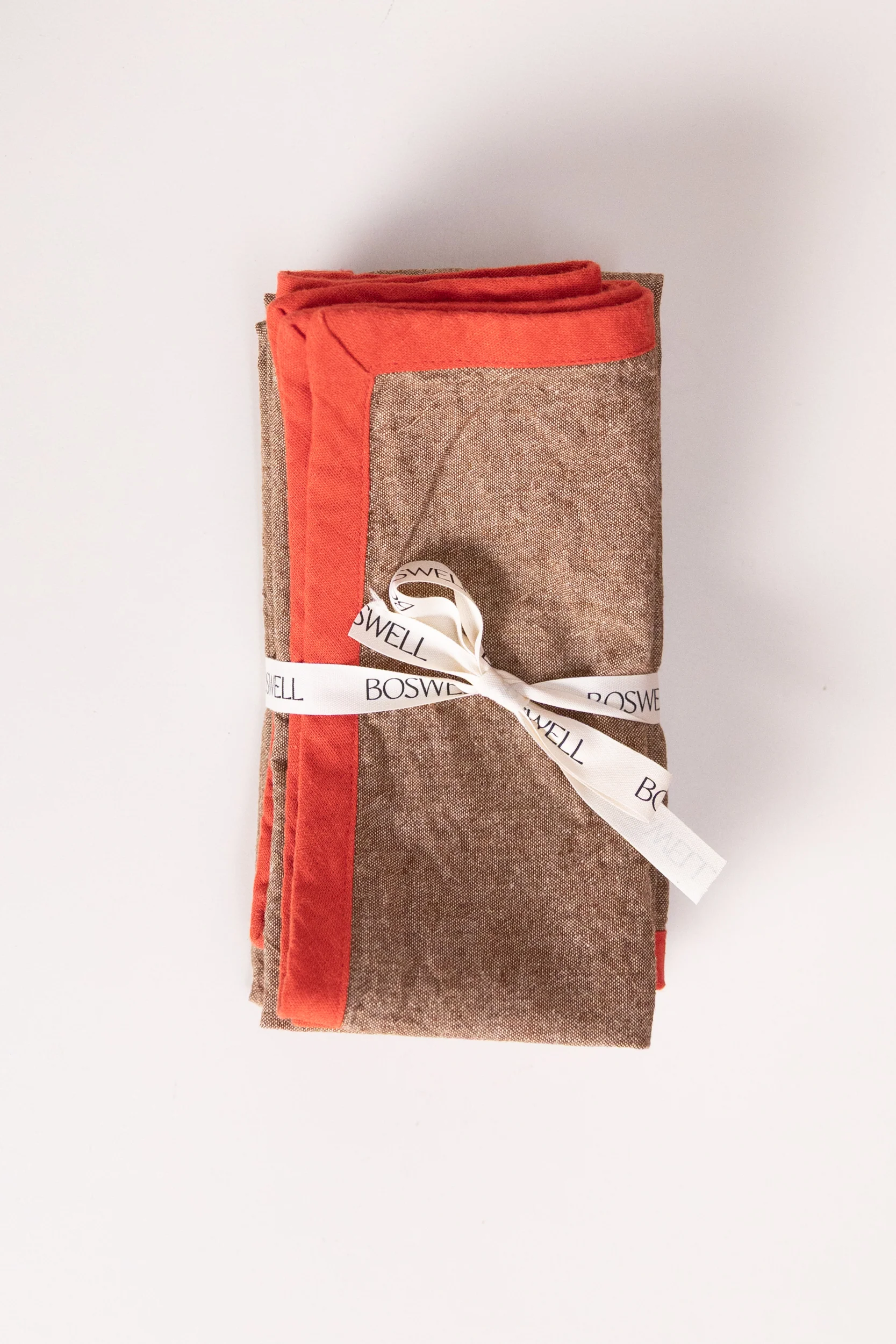 EDGED NAPKINS IN BROWN LINEN - SET OF TWO