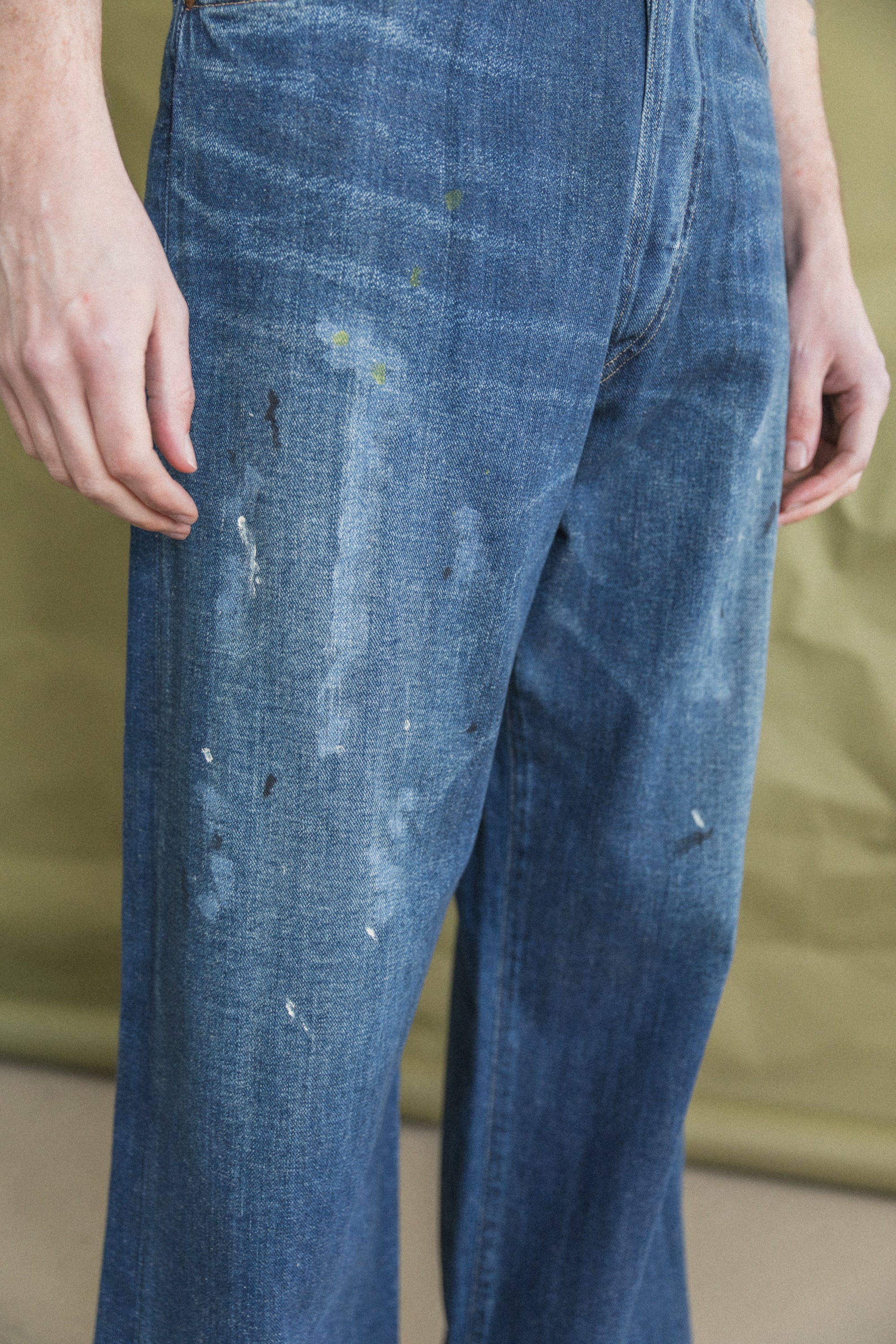 LOT 704 DENIM TROUSERS IN DAMAGED INDIGO PAINT - Image 3