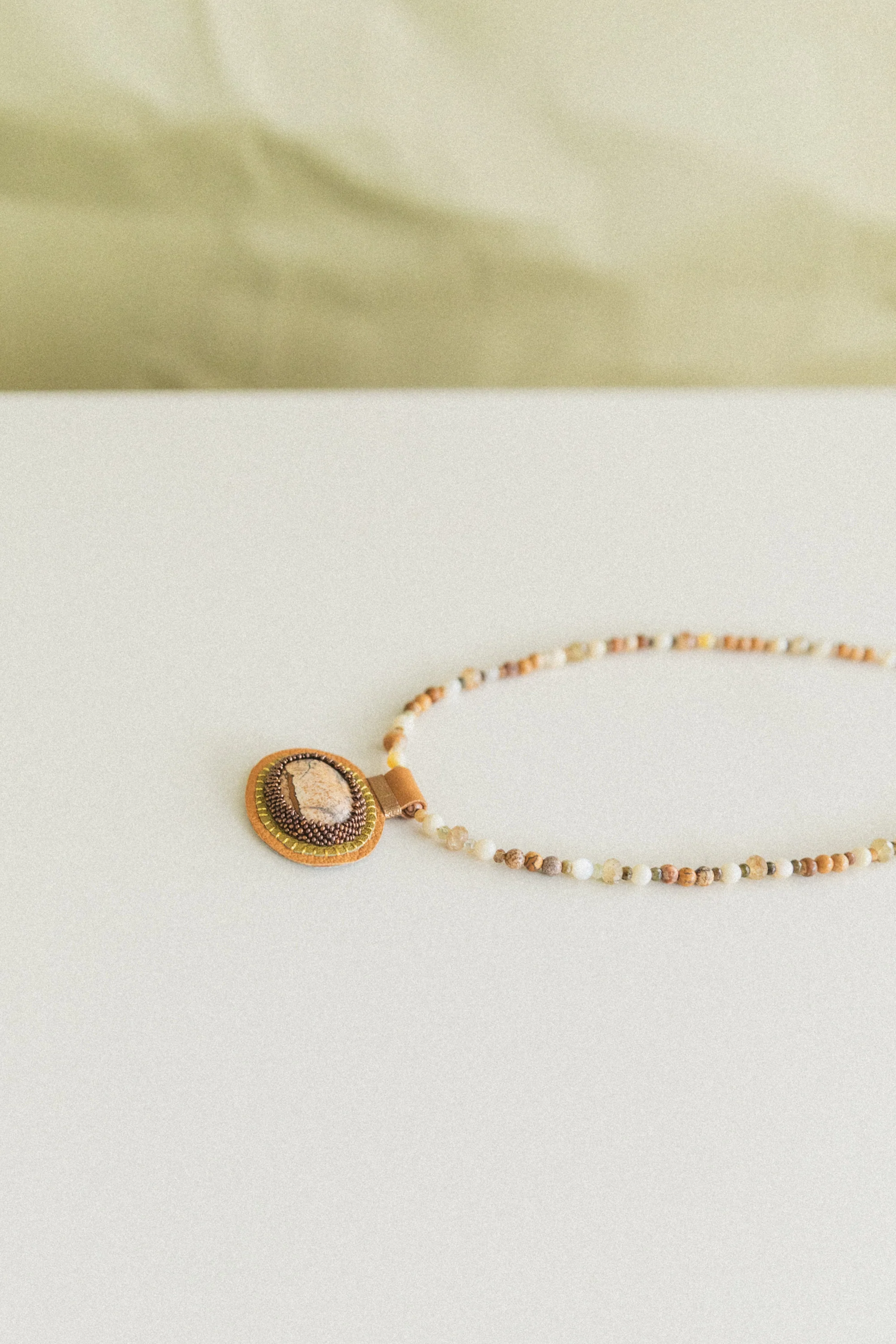 LOVE BEAD CHARM NECKLACE WITH A PICTURE JASPER CHARM - Image 2