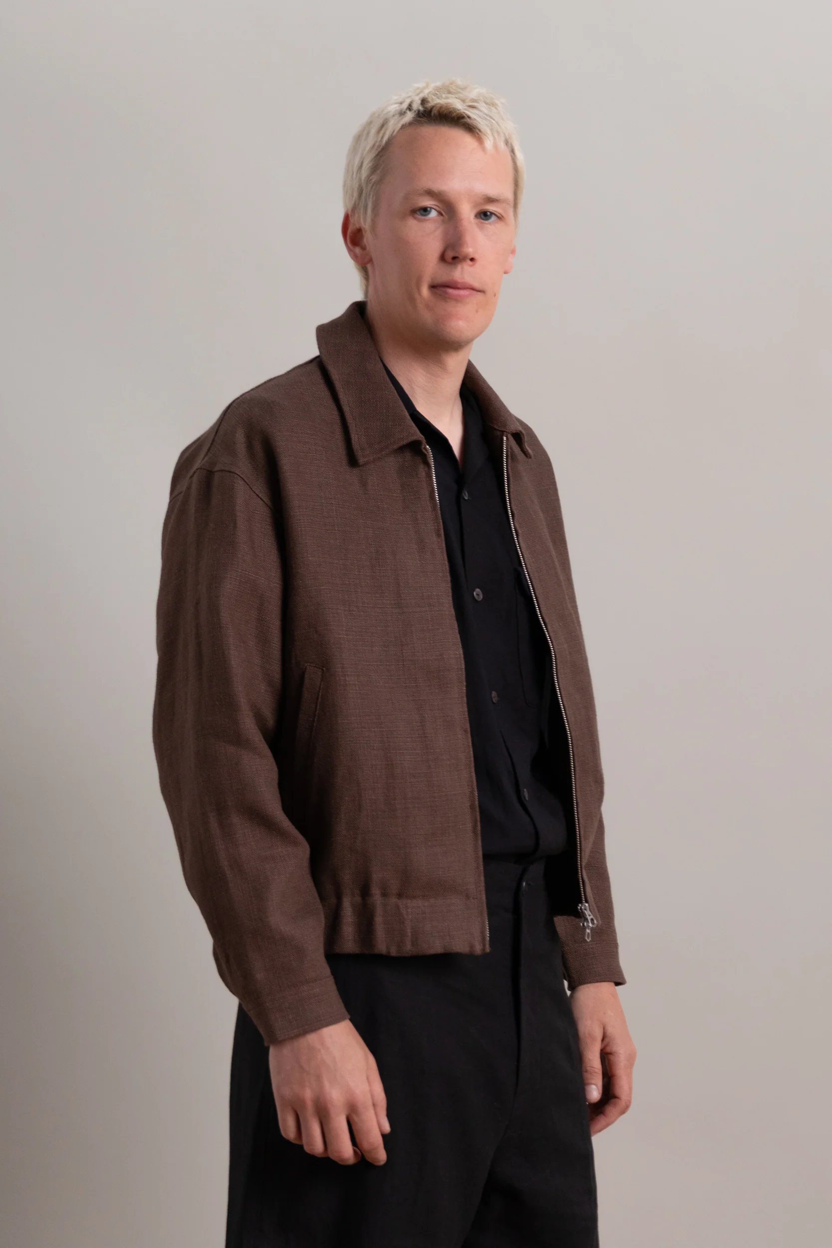 MACHINE JACKET IN BROWN BELGIAN LINEN - Image 4