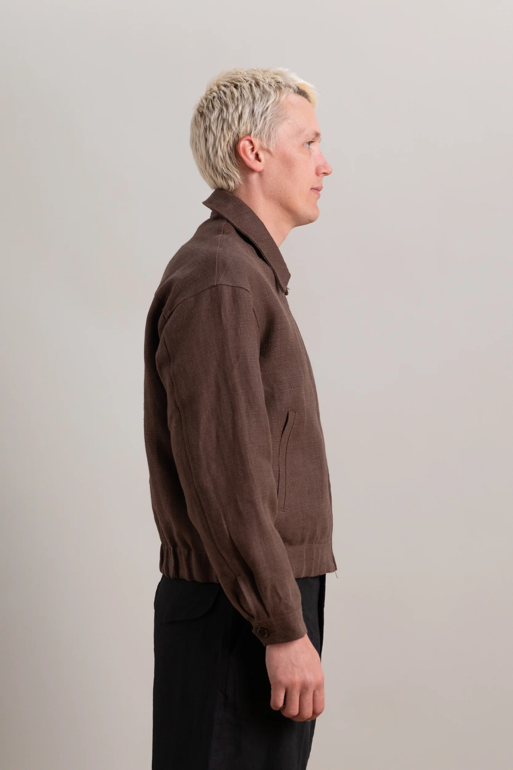 MACHINE JACKET IN BROWN BELGIAN LINEN - Image 6