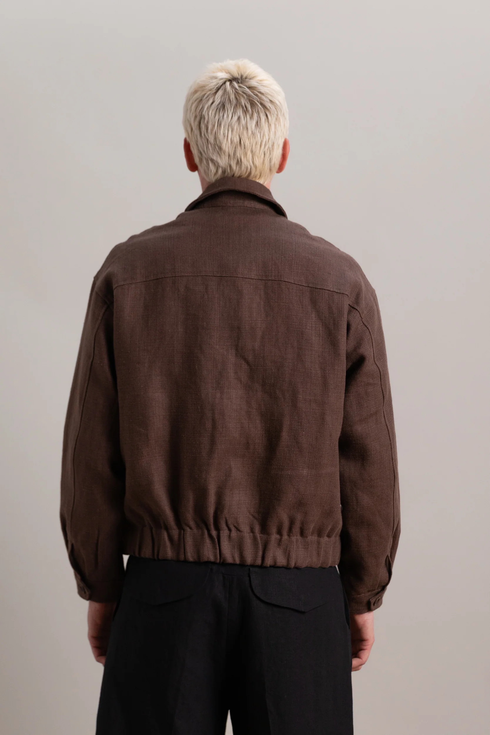 MACHINE JACKET IN BROWN BELGIAN LINEN - Image 7
