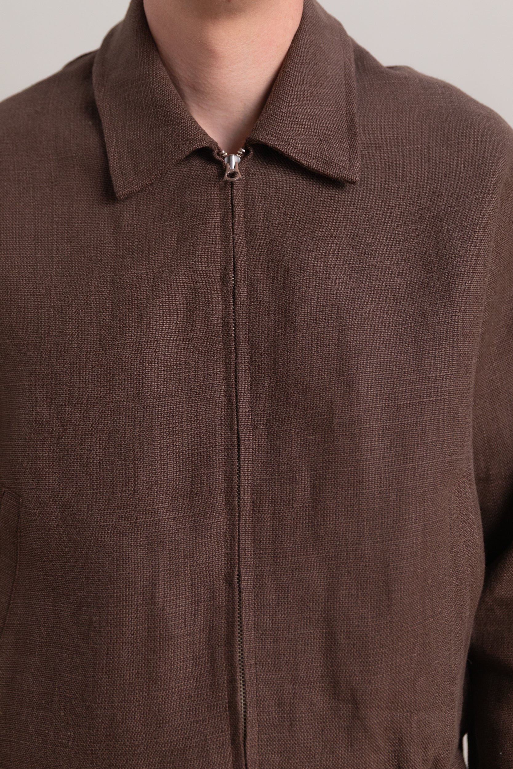 MACHINE JACKET IN BROWN BELGIAN LINEN - Image 8