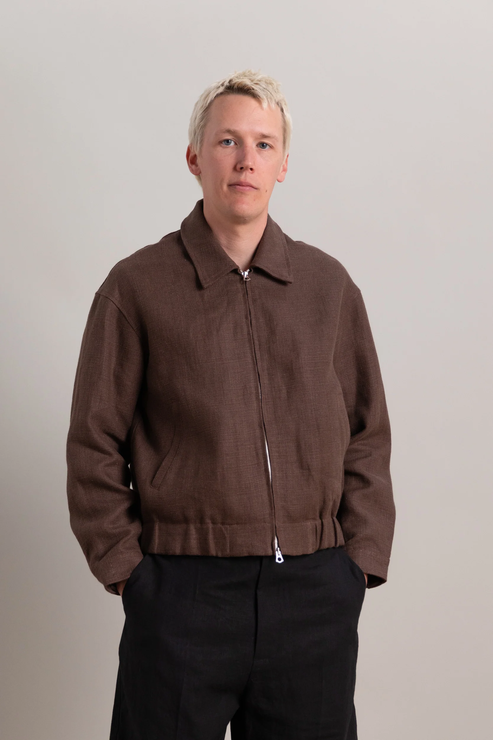 MACHINE JACKET IN BROWN BELGIAN LINEN - Image 9