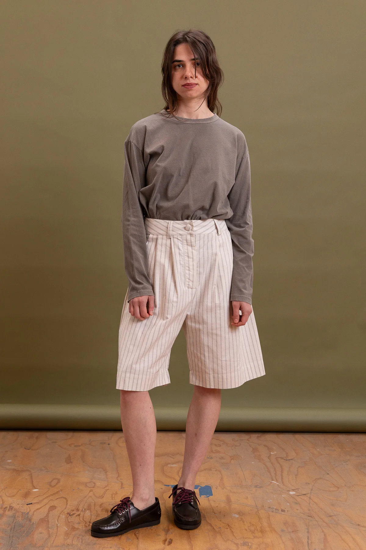 MARA SHORT IN ECRU/FAWN STRIPE - Image 5