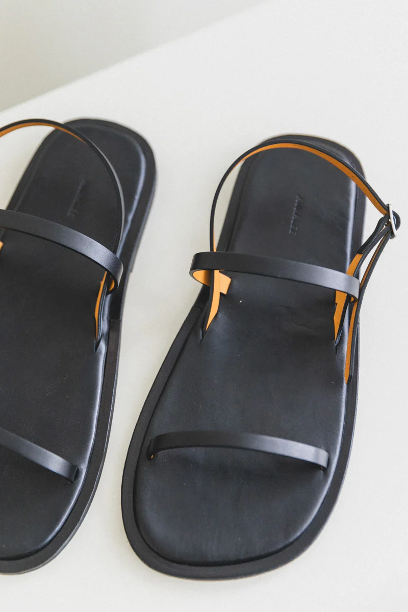 MEN'S LEATHER SANDALS IN BLACK - Image 6