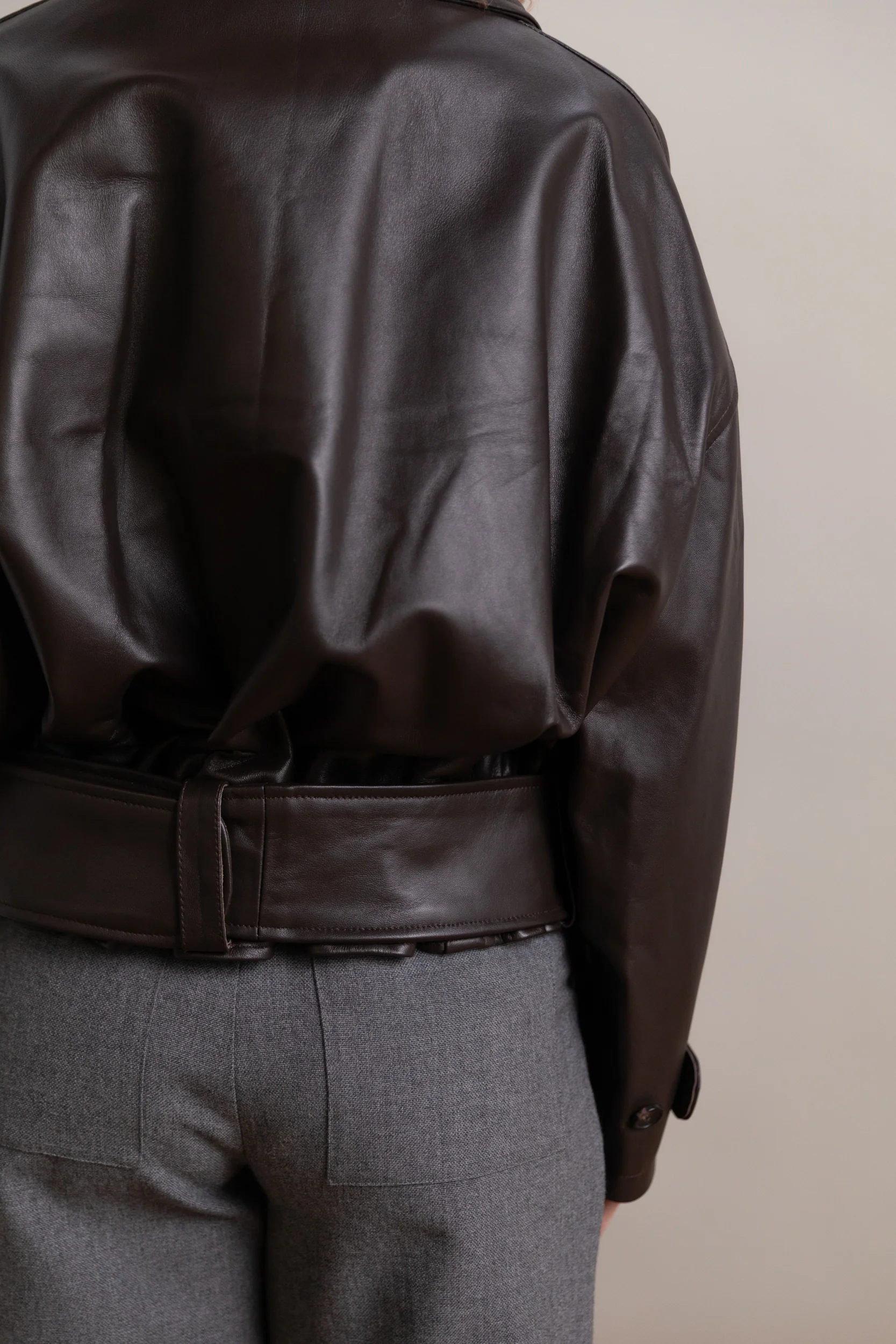 NARA JACKET IN CHOCOLATE NAPA LEATHER - Image 5