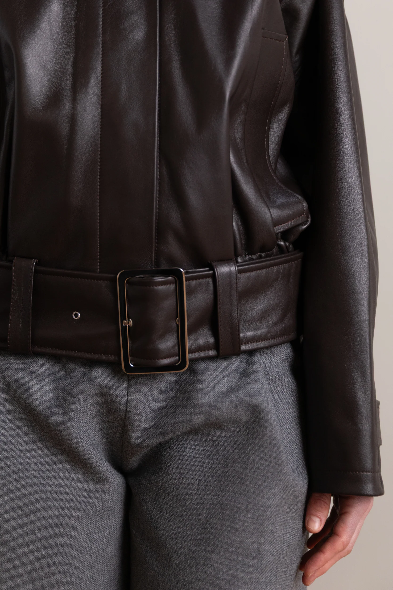 NARA JACKET IN CHOCOLATE NAPA LEATHER - Image 6